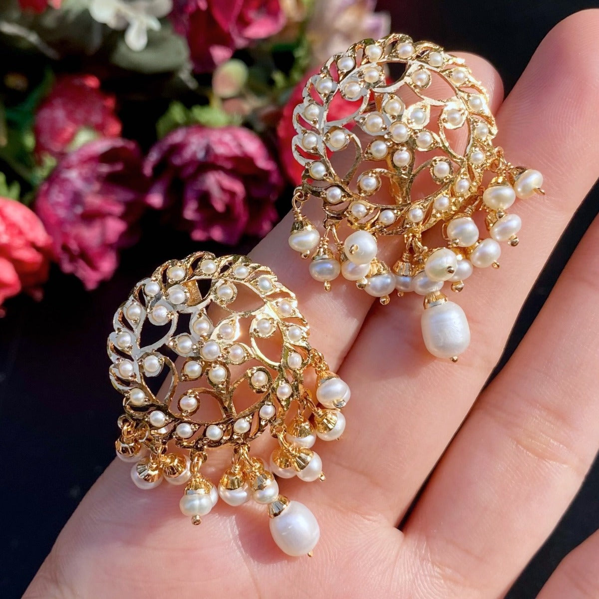 gold plated pearl earrings mumbai