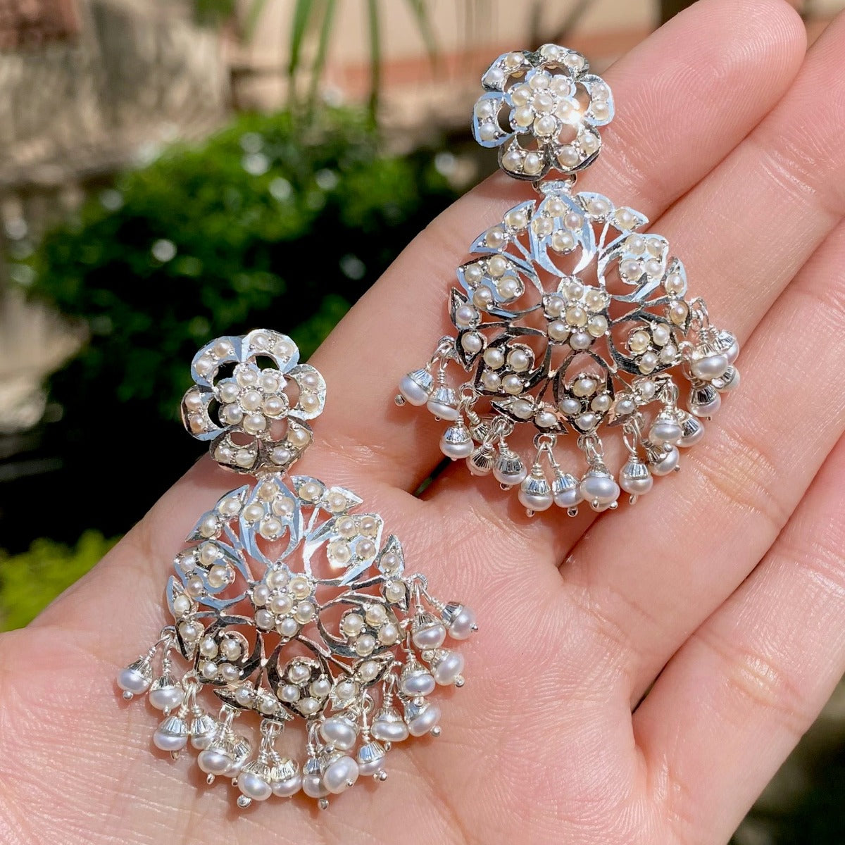 western earrings in pearls