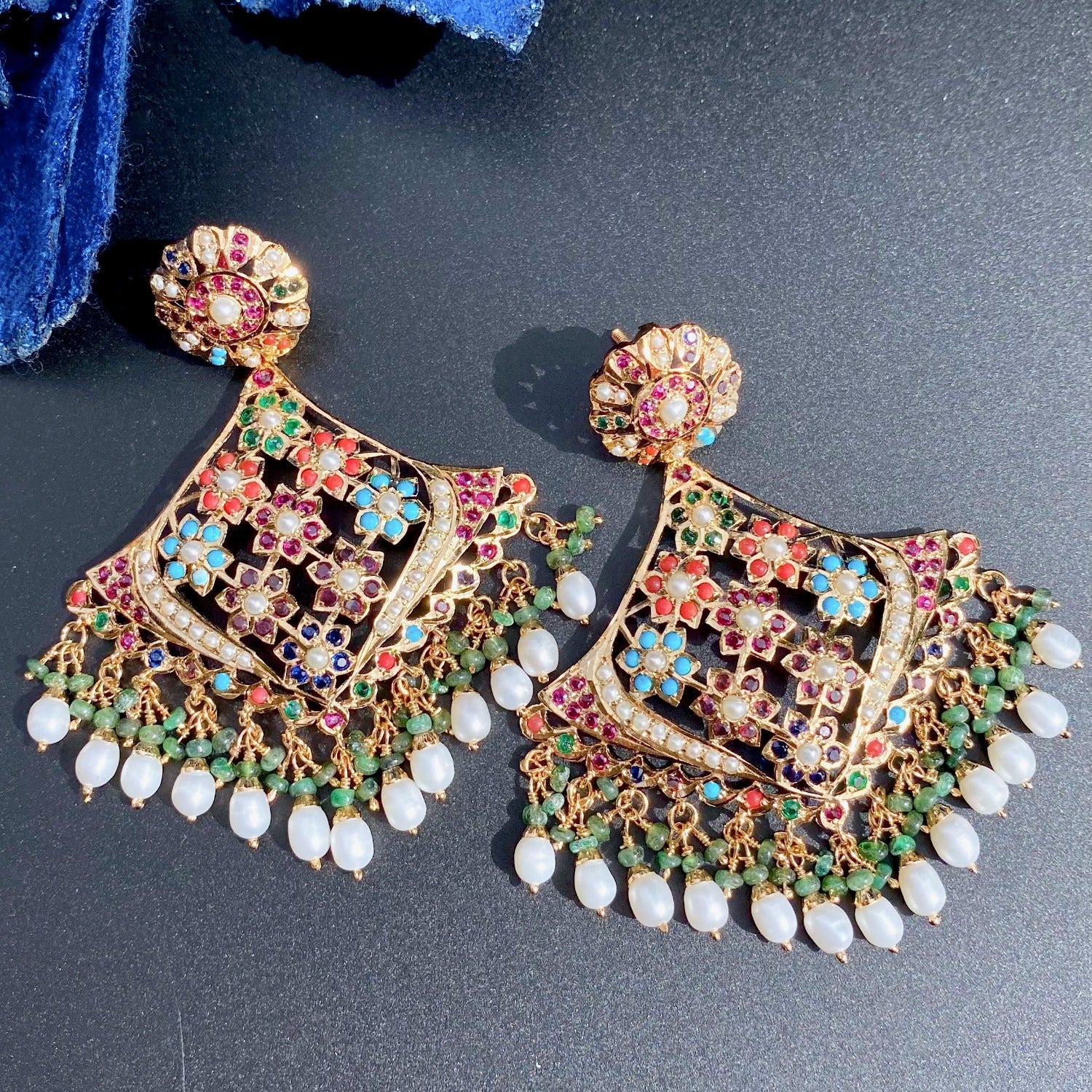 high quality navratna earrings