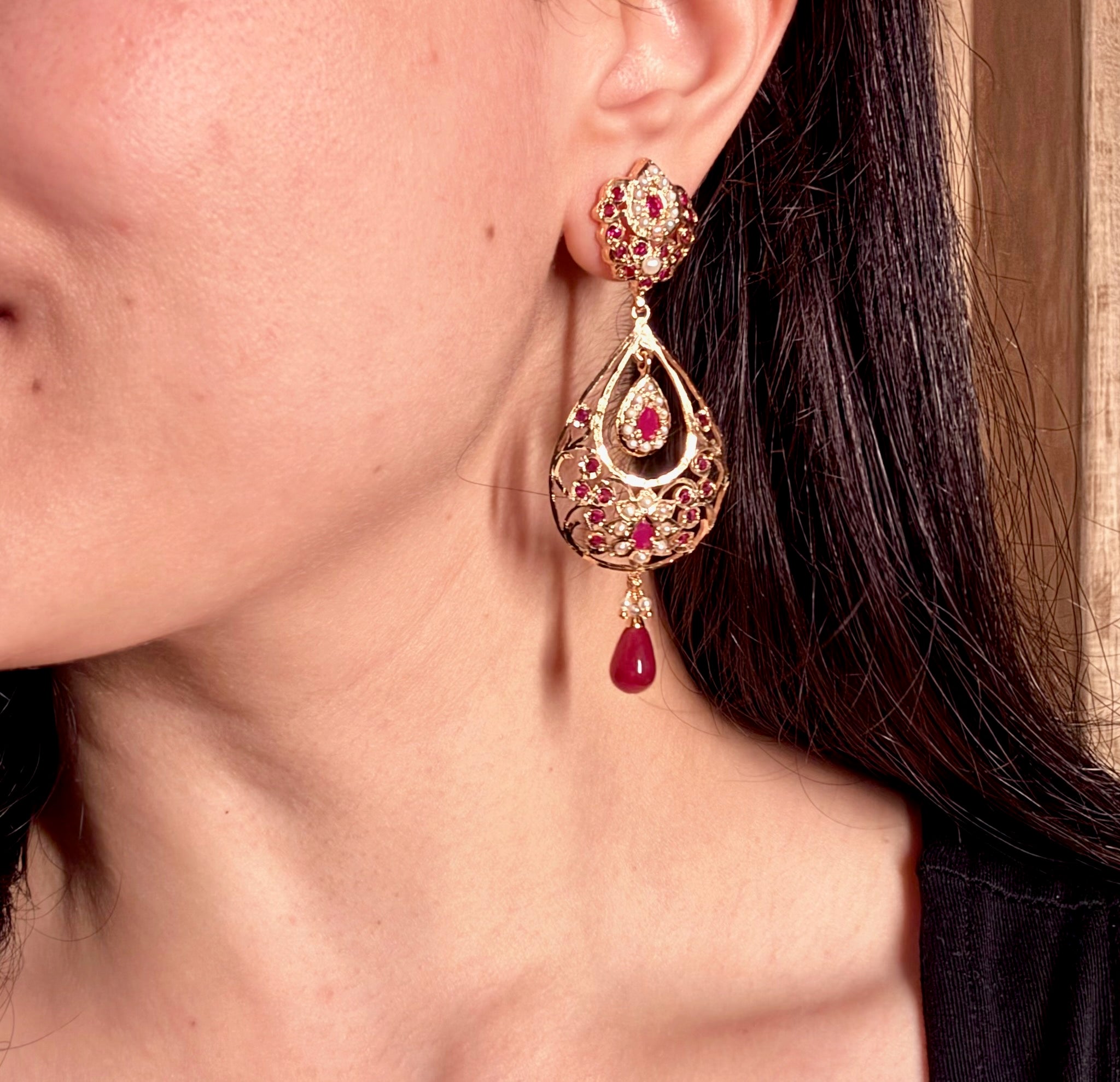 Drop Shaped Chandbali Earrings | Gold Plated Fashion Earrings BER 005