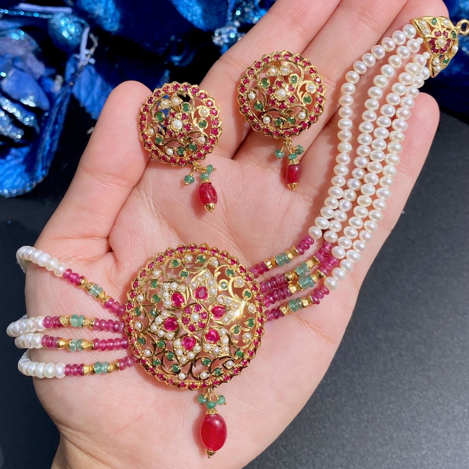 dainty jadau jewellery set