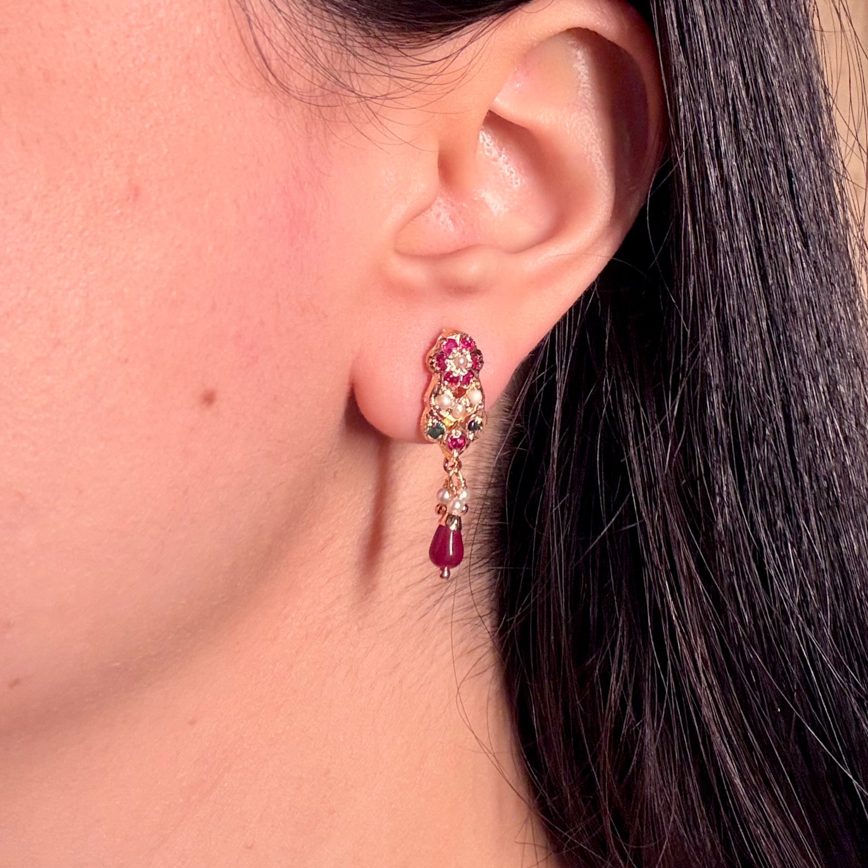 Multicolored Jadau Studs | Premium Quality Artificial Jewelry Online BER 012