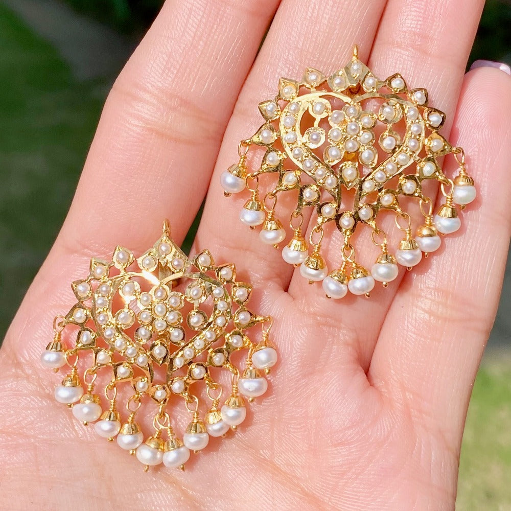 gold plated pearl studs on silver with gold plating