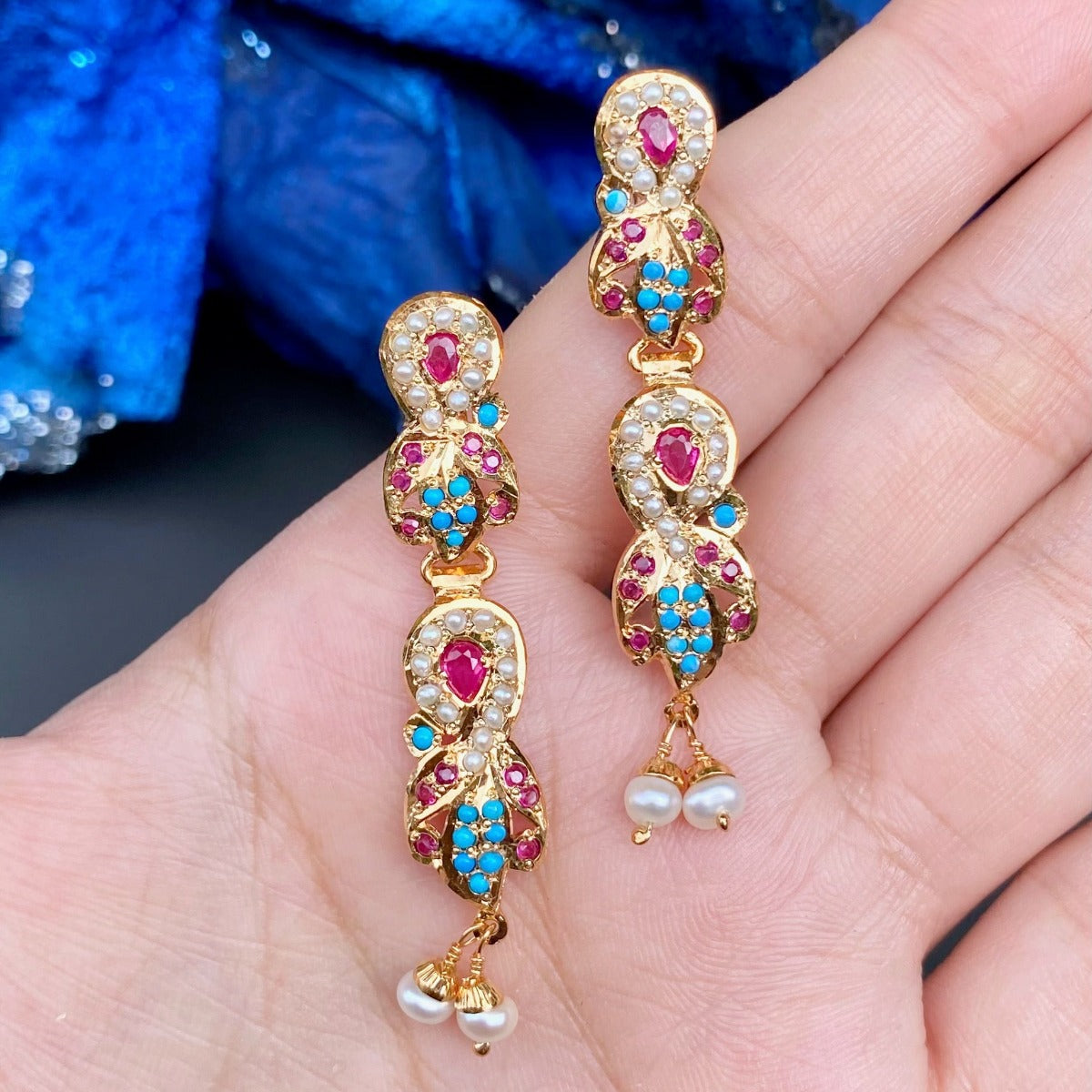 lightweight jadau earrings