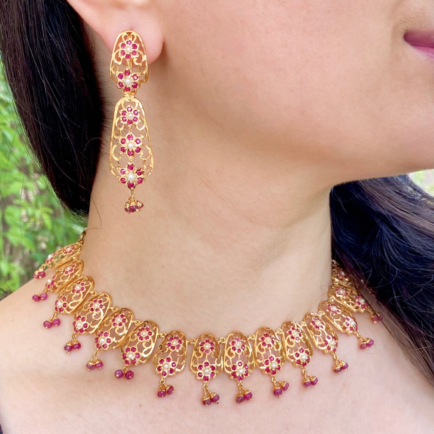 buy ruby necklace set online