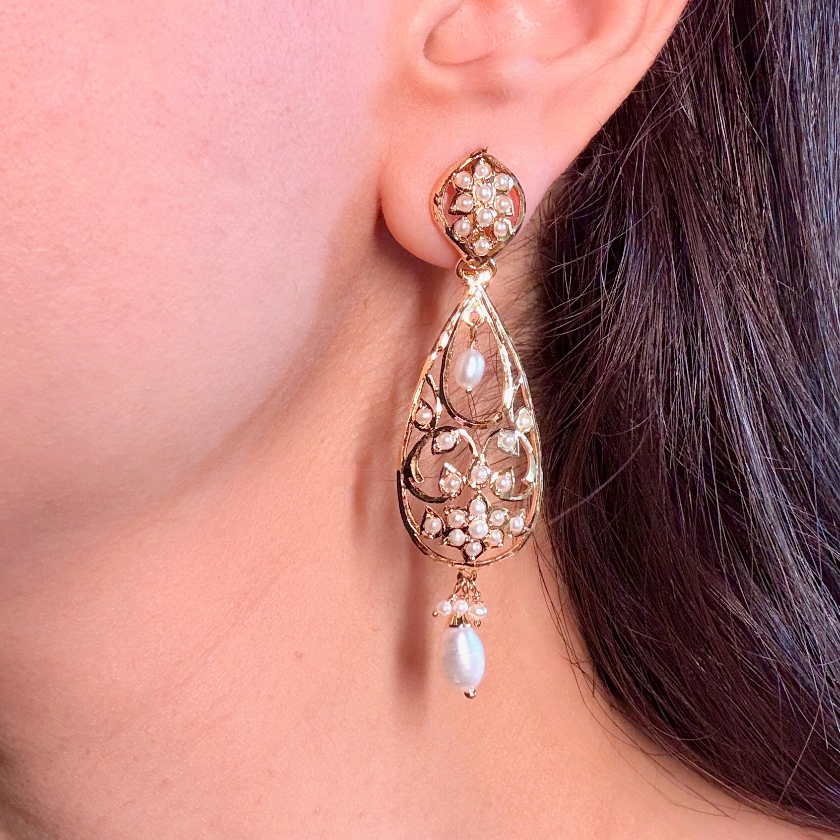 Cute Pearl Earrings | Gold Plated on Sterling Silver ER 611