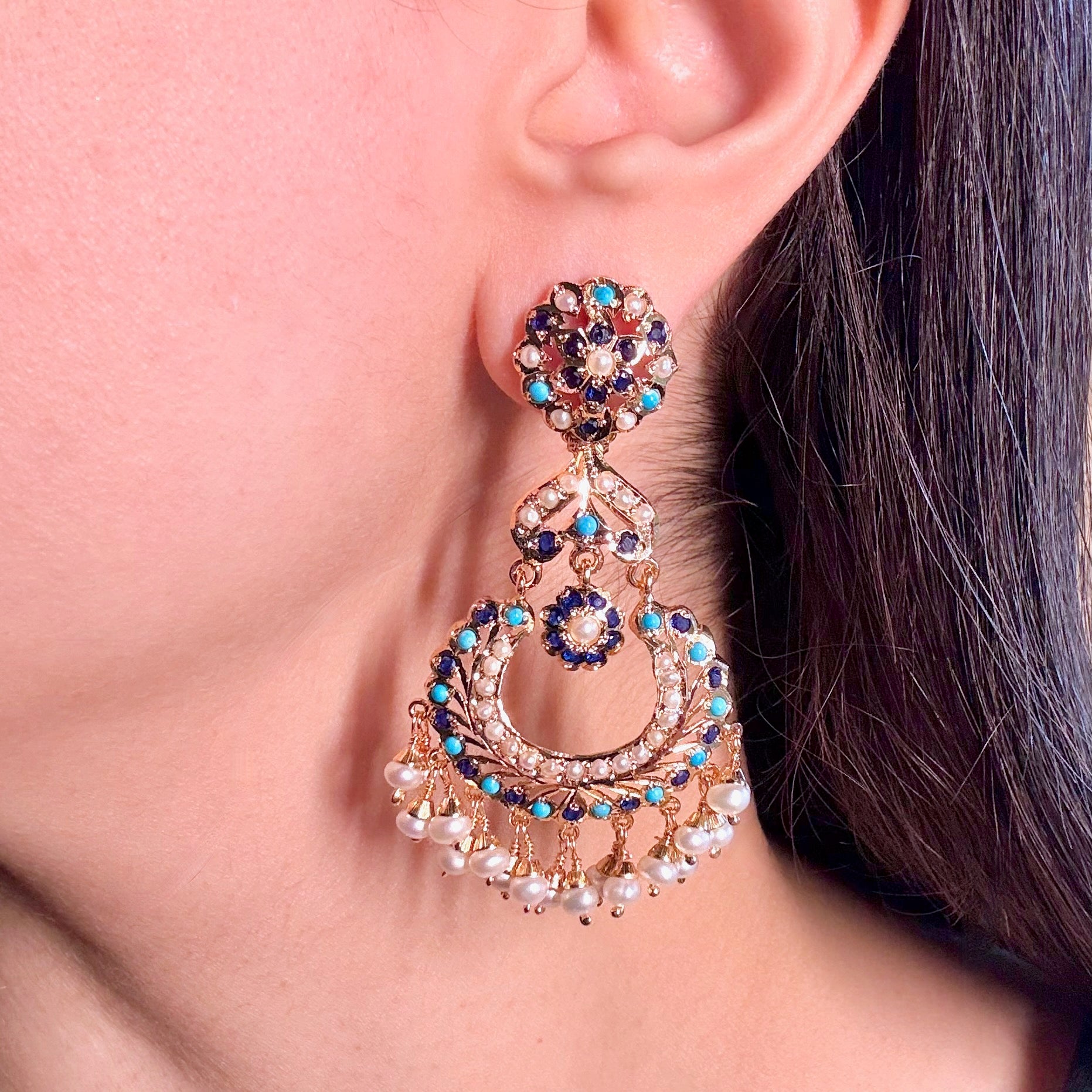 Long Chandbali Earrings for Women | Unique Color Combination | Gold Plated on Silver Base ER 629