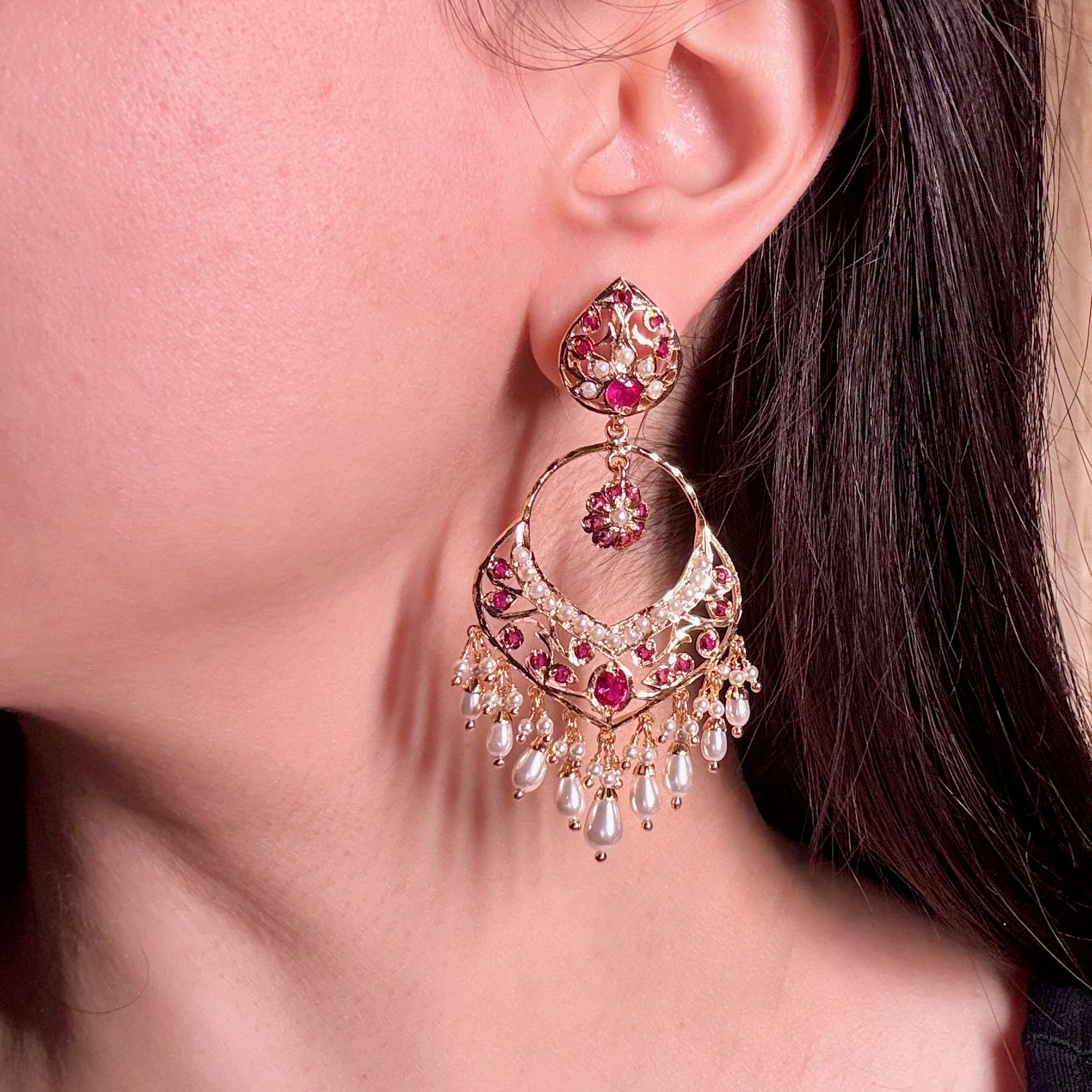 Gold Plated Chandbalis For Women BER 050