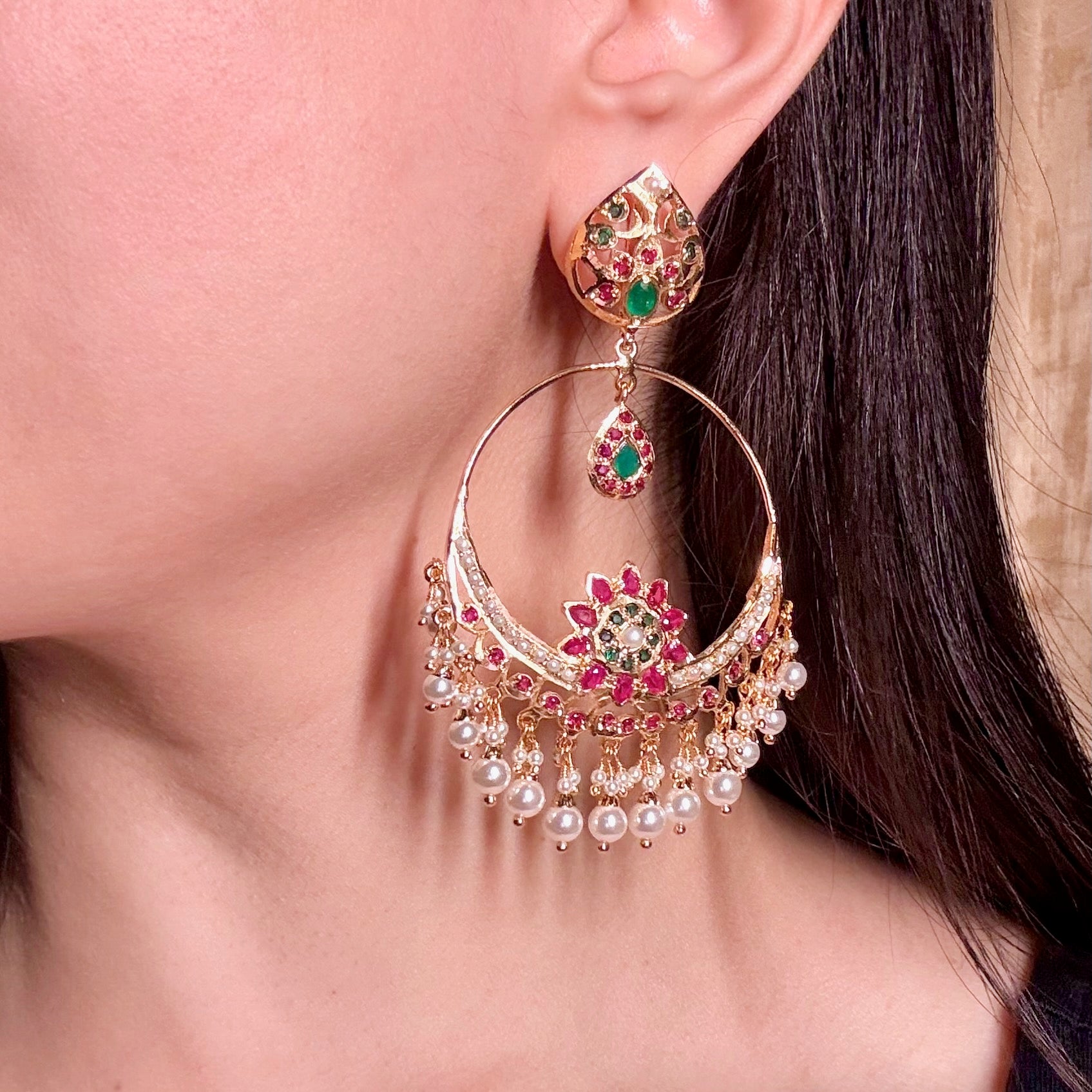 Gold Plated Earrings For Women | Immination Jadau Jewelry BER 029