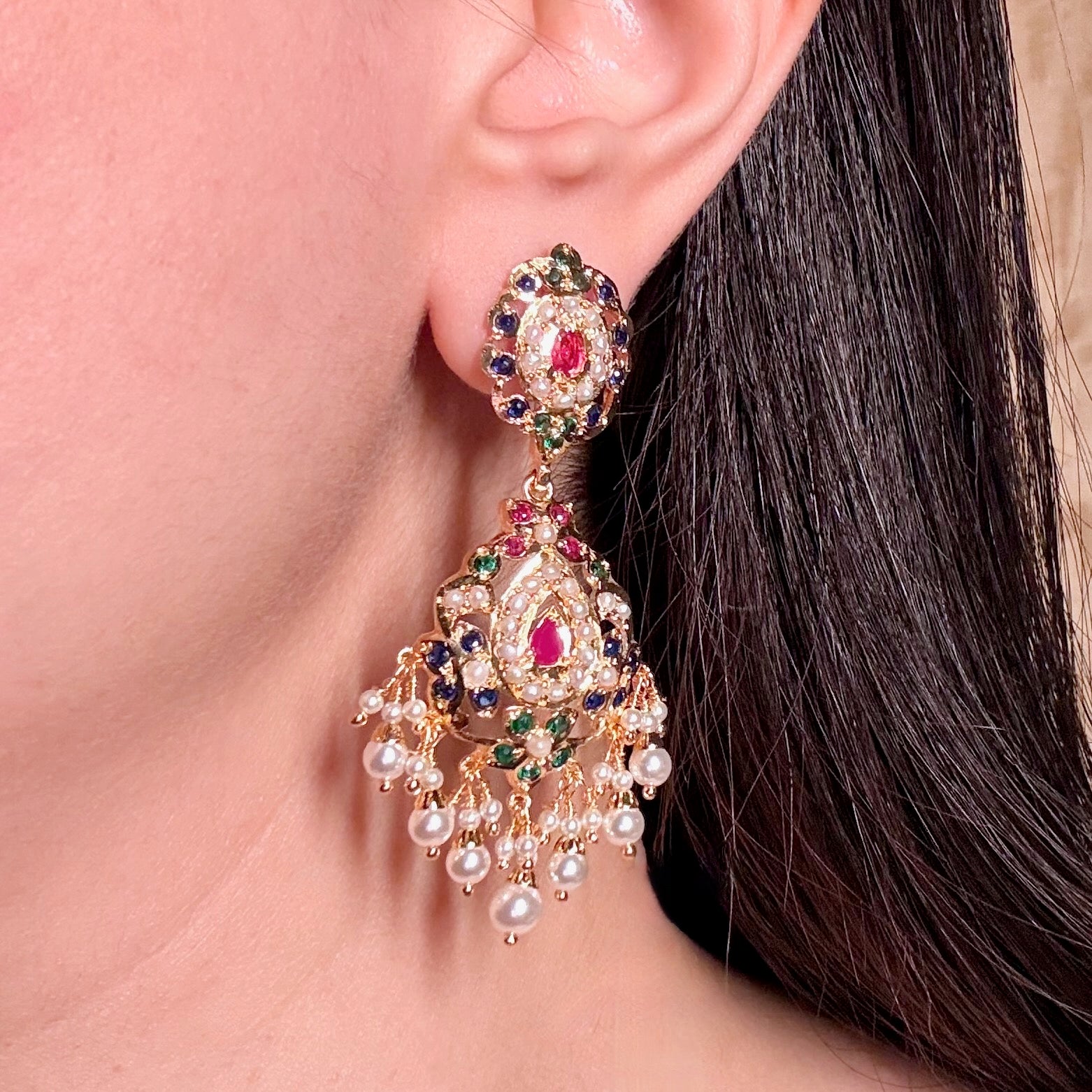 Beautiful Jadau Earrings | Premium Handmade Imitation Earrings Online BER 062
