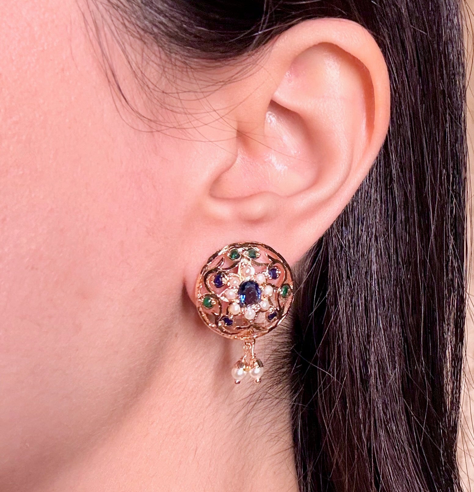 Minimal Jadau Stud Earrings For Women BER 043