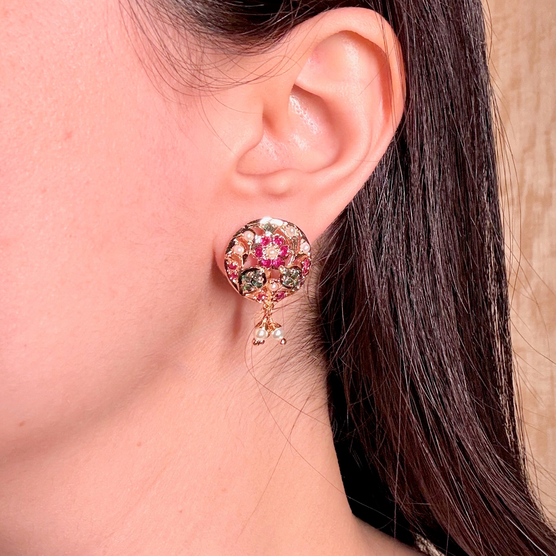Multicolored Jadau Studs for Women | Artificial Jadau EarringsBER 042