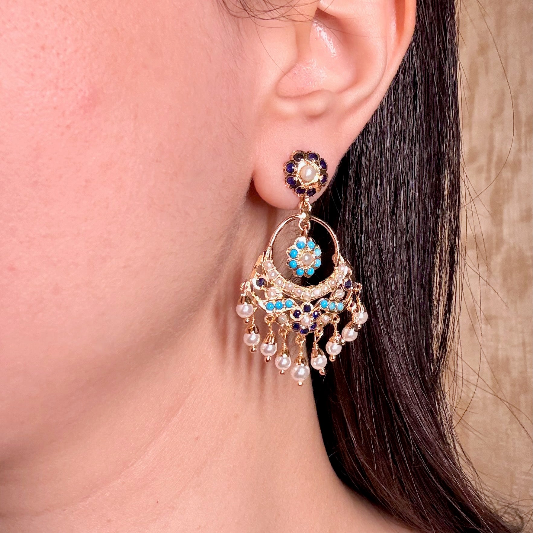 Delicate Jadau Chandbali earrings BER 039