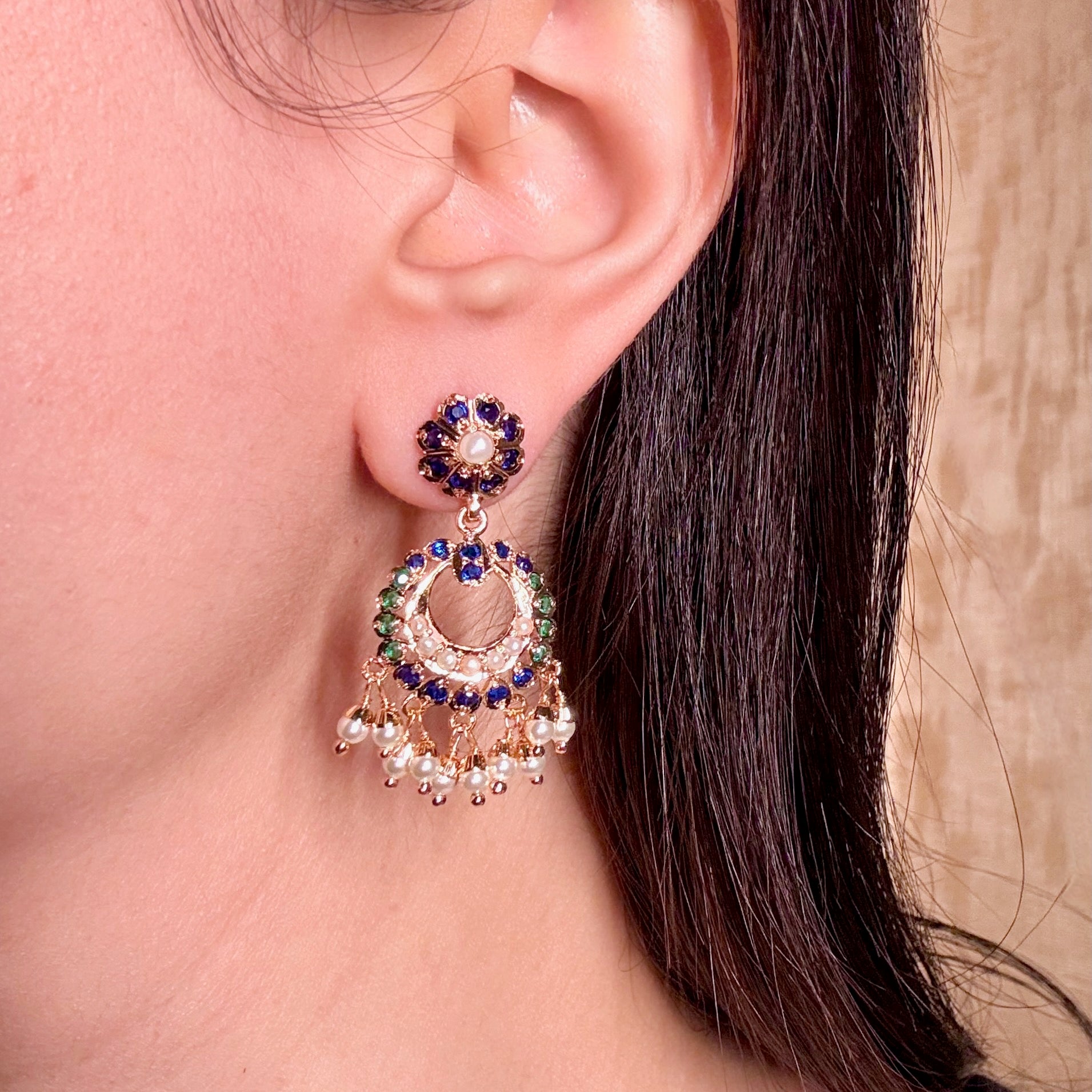 Cute Jadau Earrings | Premium Indian Fashion Jewelry BER 046