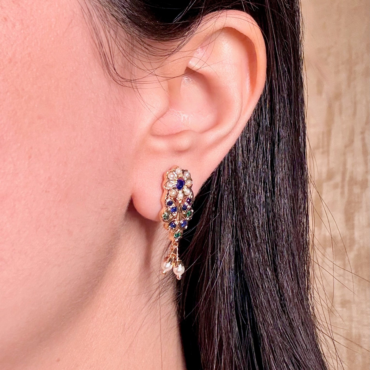Cute Jadau Stud Earrings | Traditional Indian Jewelry on Brass Base BER 032