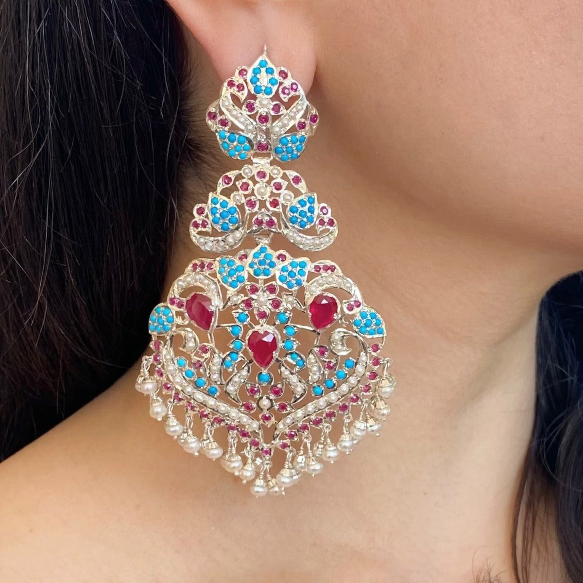 amritsari jadau jewelry in silver finish