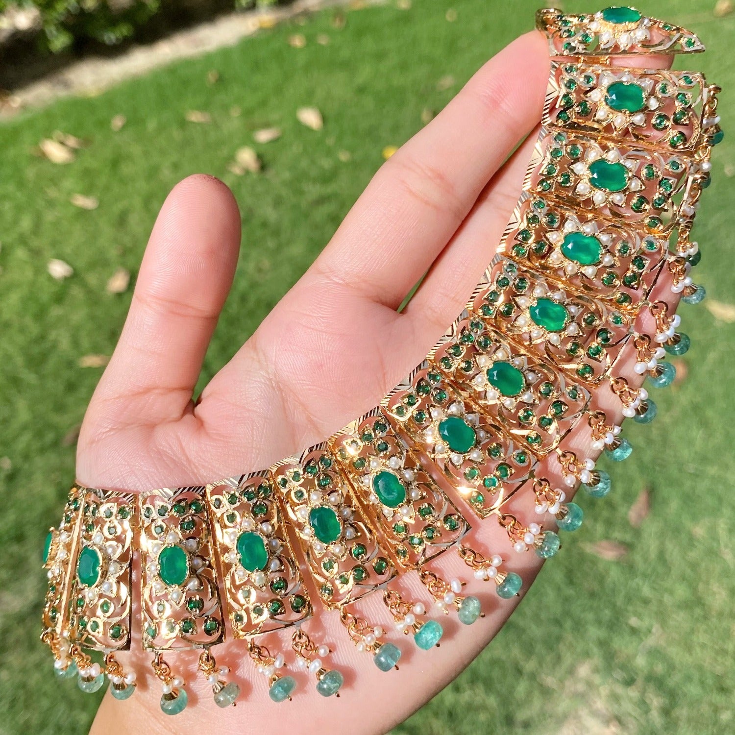 emerald necklace set