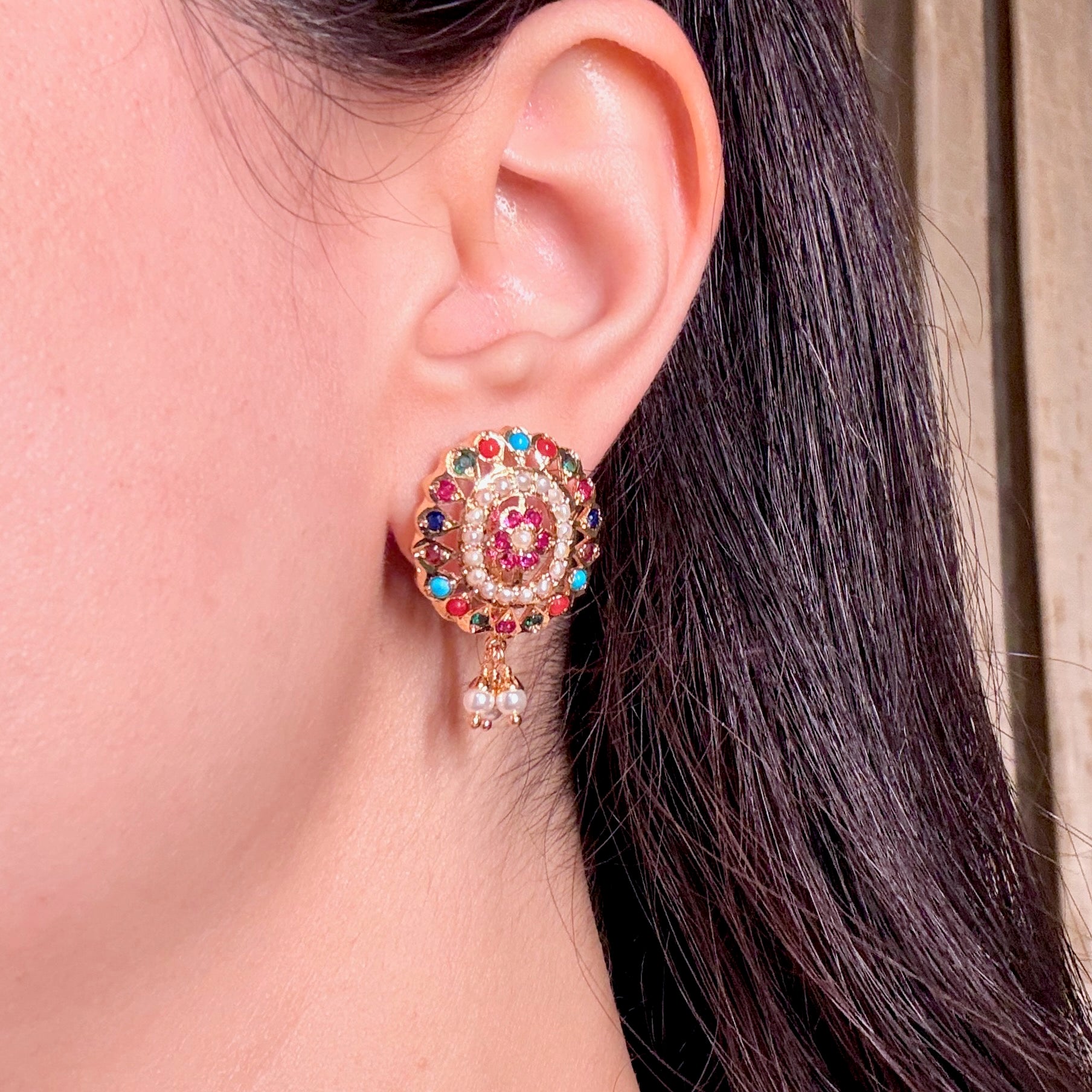 Immitation Jadau Stud Earrings BER 072