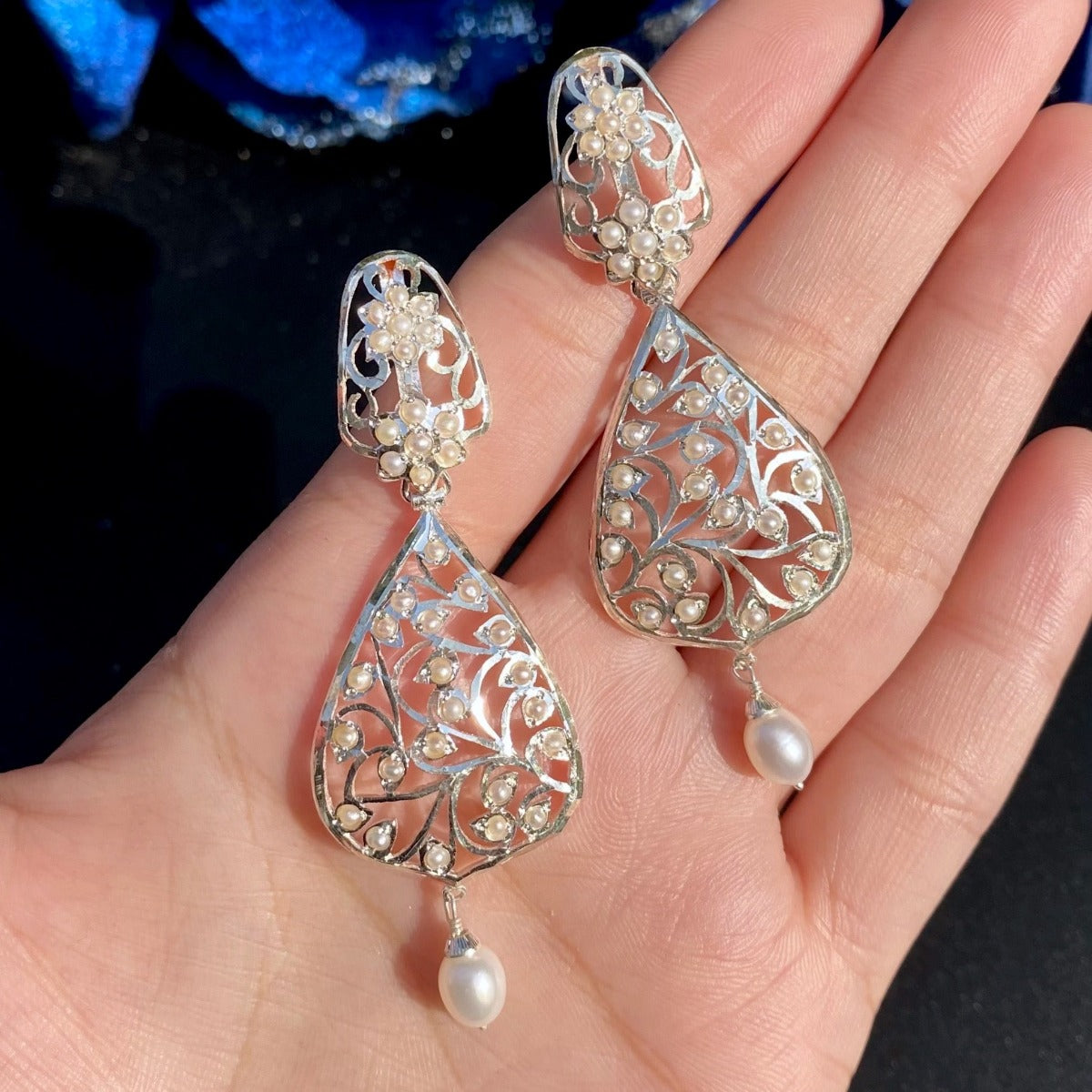 pure silver earrings with pearls
