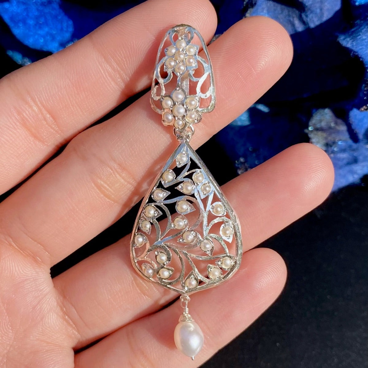 pearl drop earrings silver