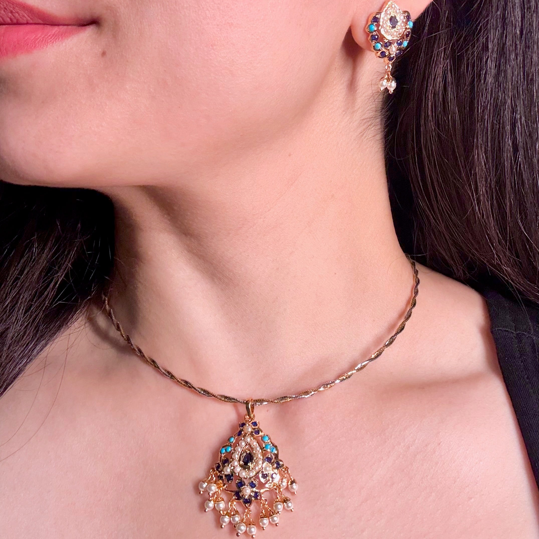 Pendant & Earrings | Artificial Jadau Jewelry Set BPS 001