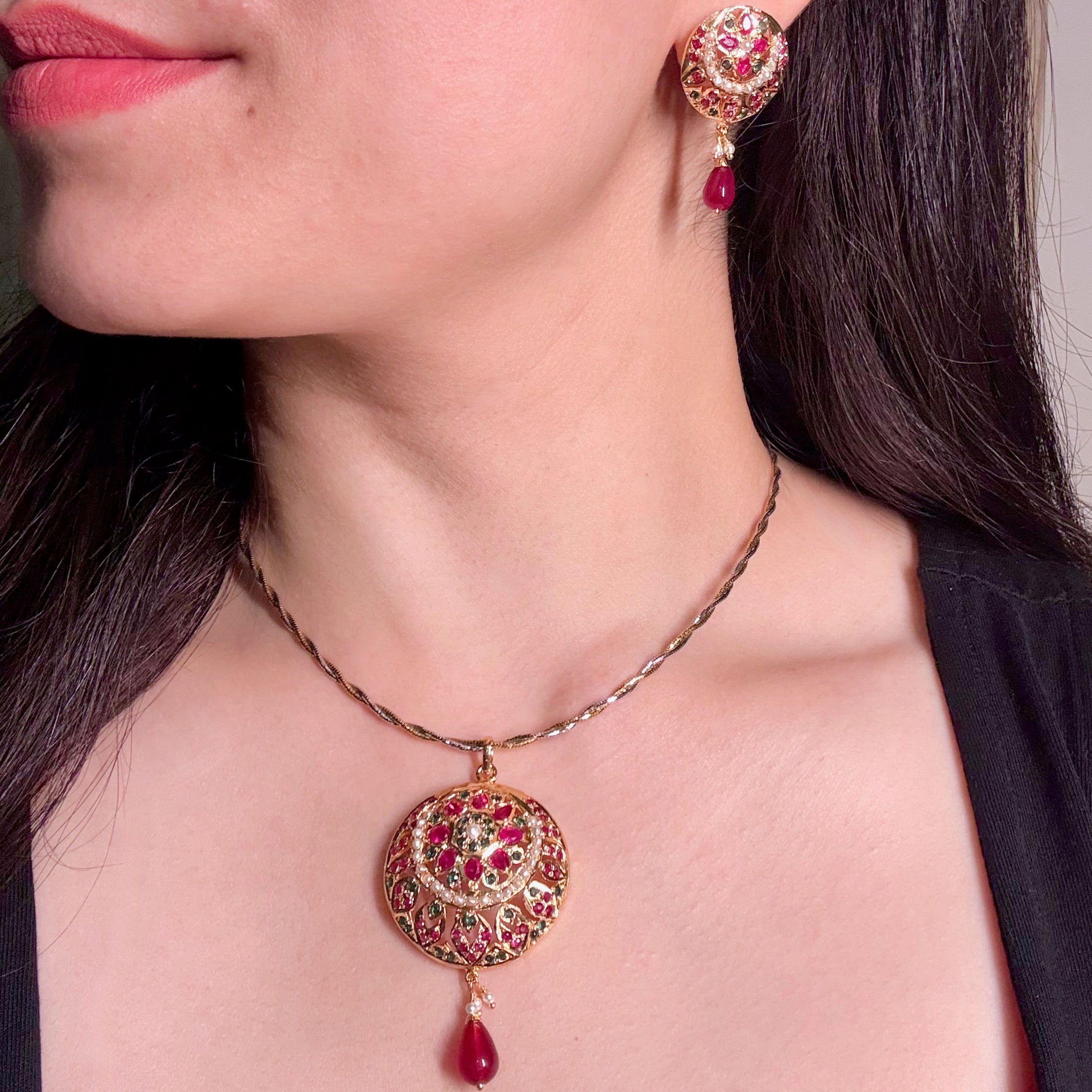 Artificial Jadau Jewelry Pendant Set BPS 002