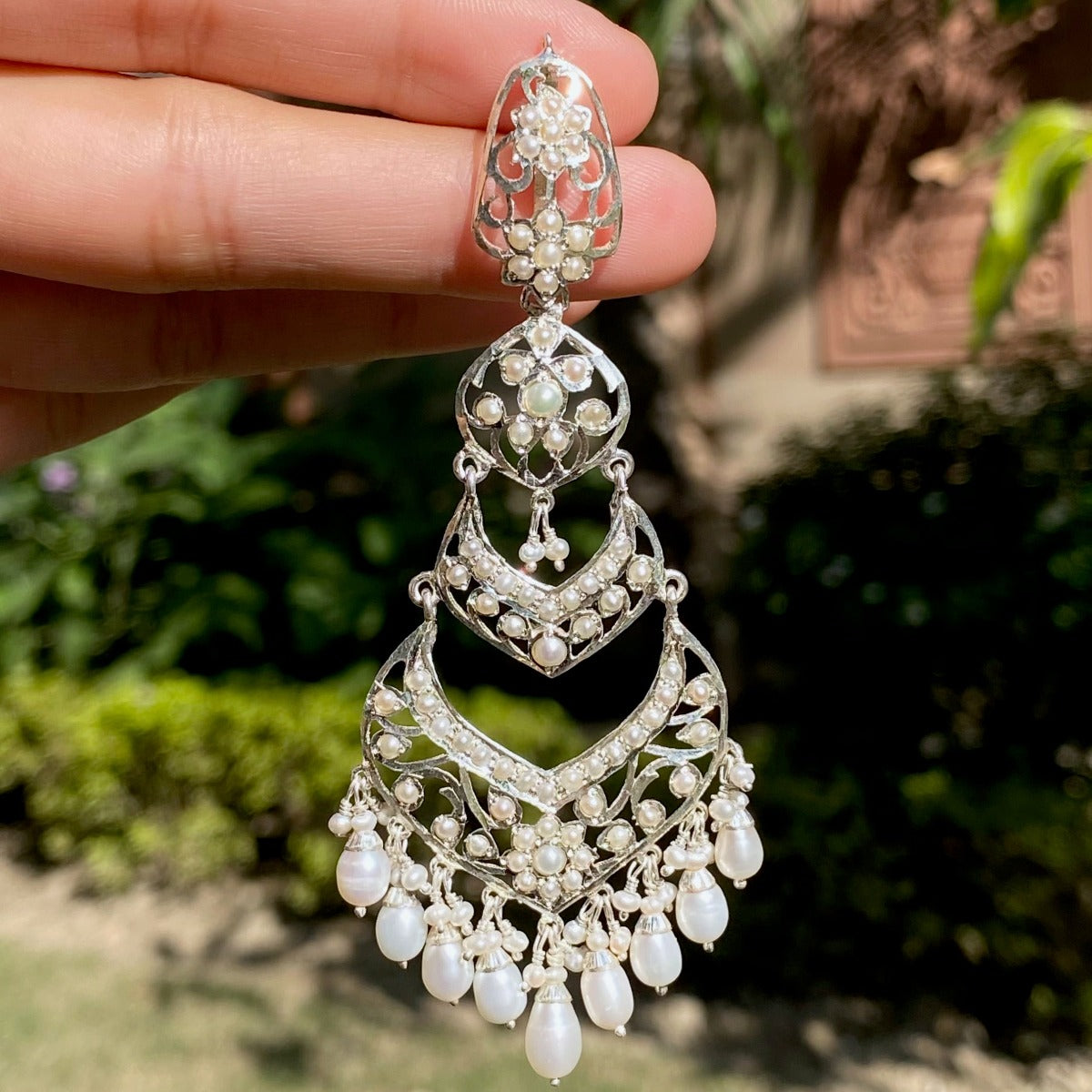 Buy Green Pachi Kundan Chandelier Earrings In Peacock Motif With Green  Beads And Pearl Tassels Online - By Kripa Pranay KALKI Fashion India