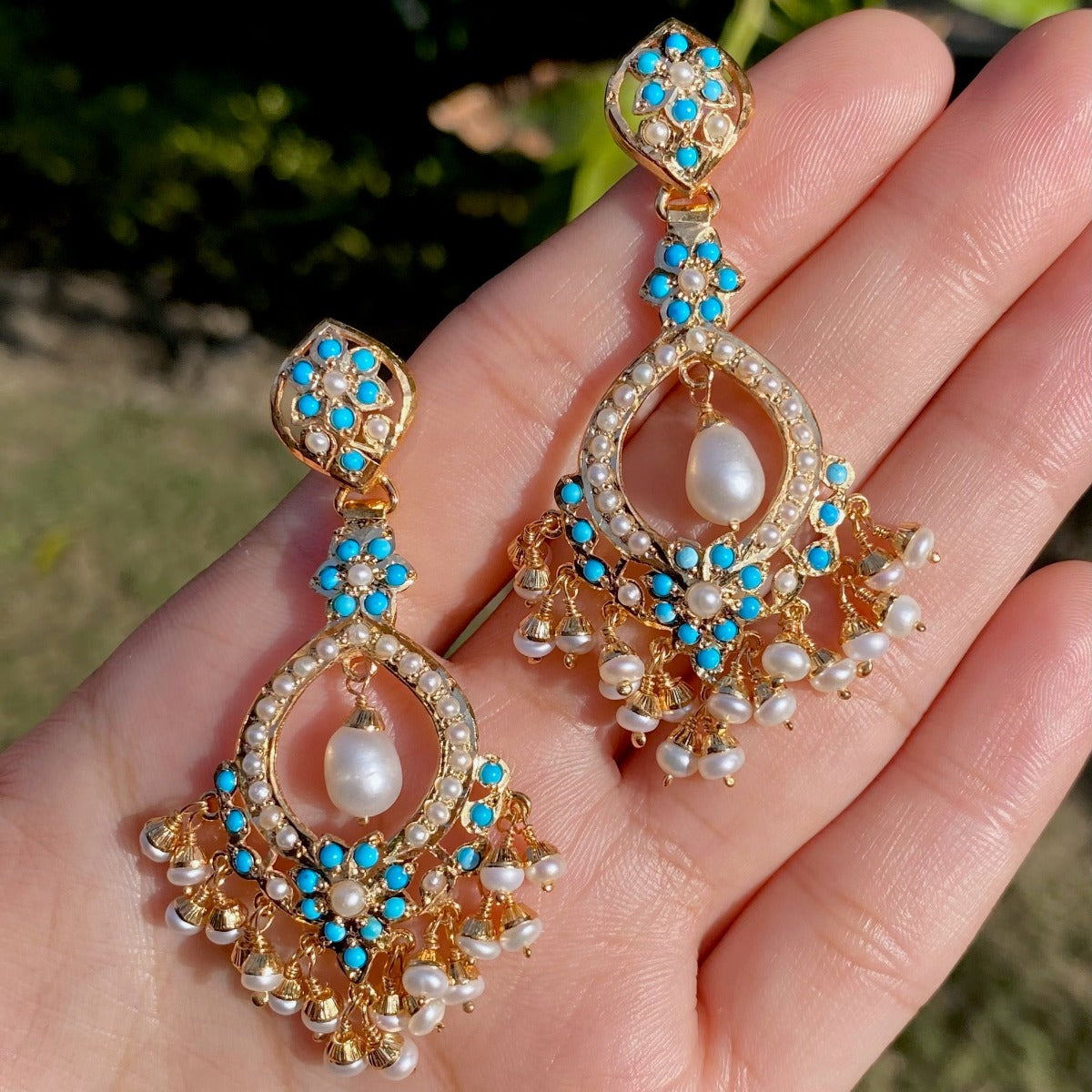 gold plated jadau earrings delhi