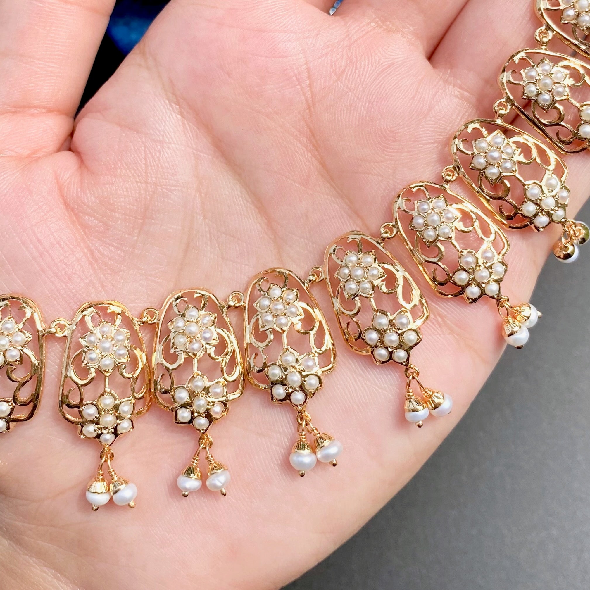 Indo Western Pearl Jewellery | Freshwater Pearls Set | Gold Plated NS 469