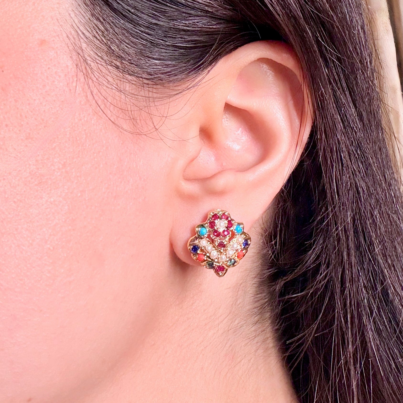 Artificial Rajasthani Style Jadau Tops | Gold Plated on Mixed Metal BER 088