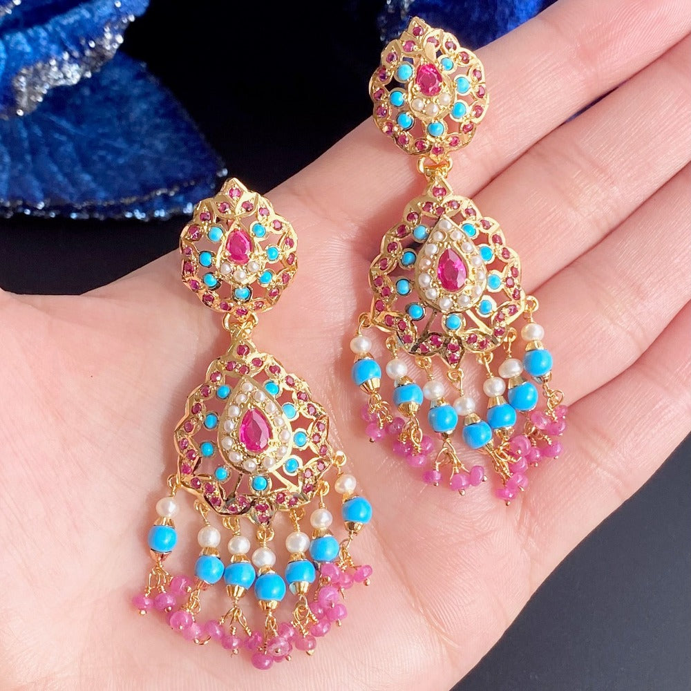 turquoise earrings with gold plating on sterling silver
