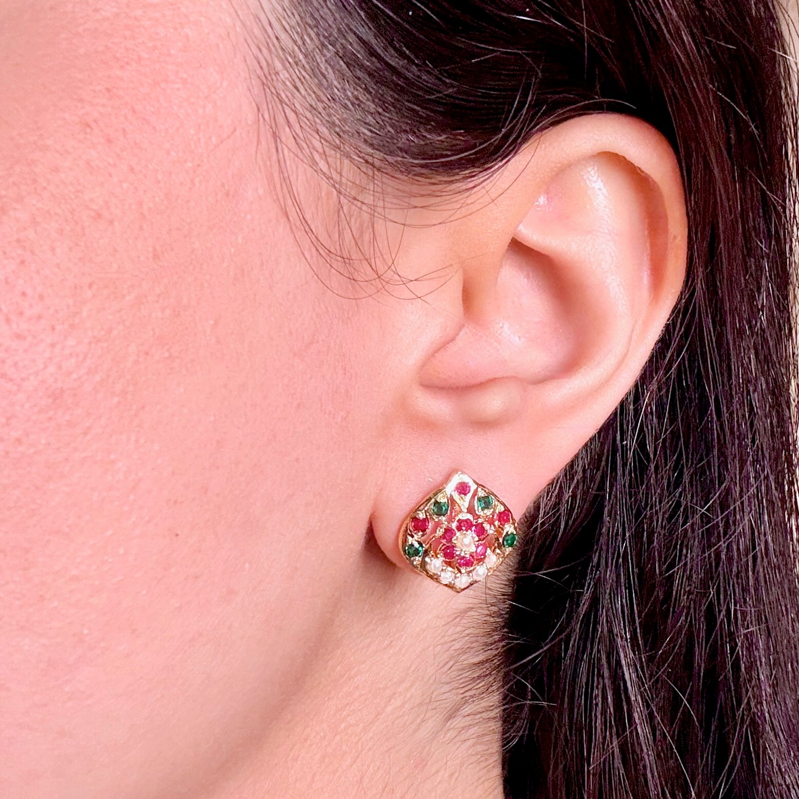 Immitation Hyderabadi Style Jadau Tops | Gold Plated on Brass BER 094