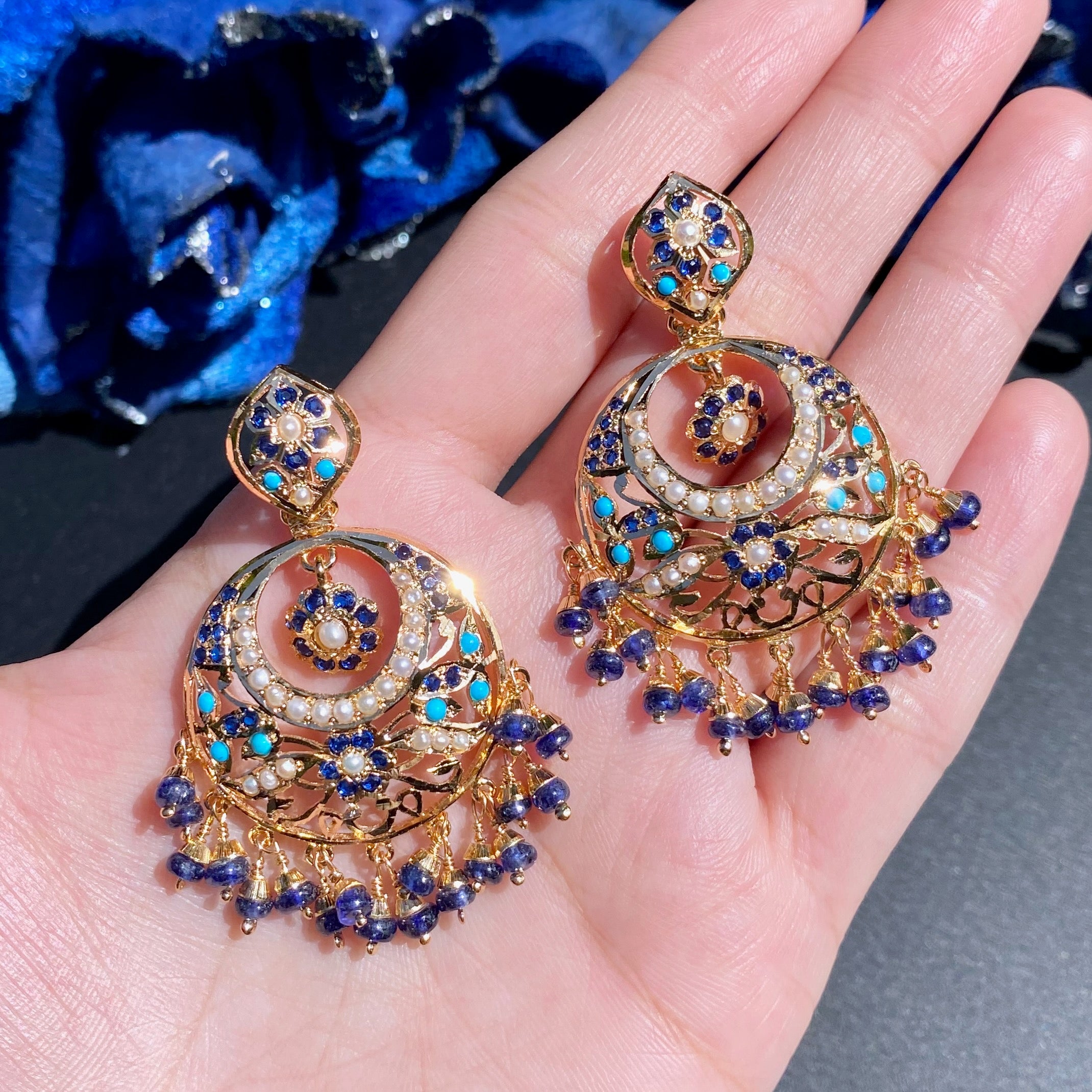 Intricately Handcraftefd Jadau Chandbali Earrings on Sterling Silver ER 630