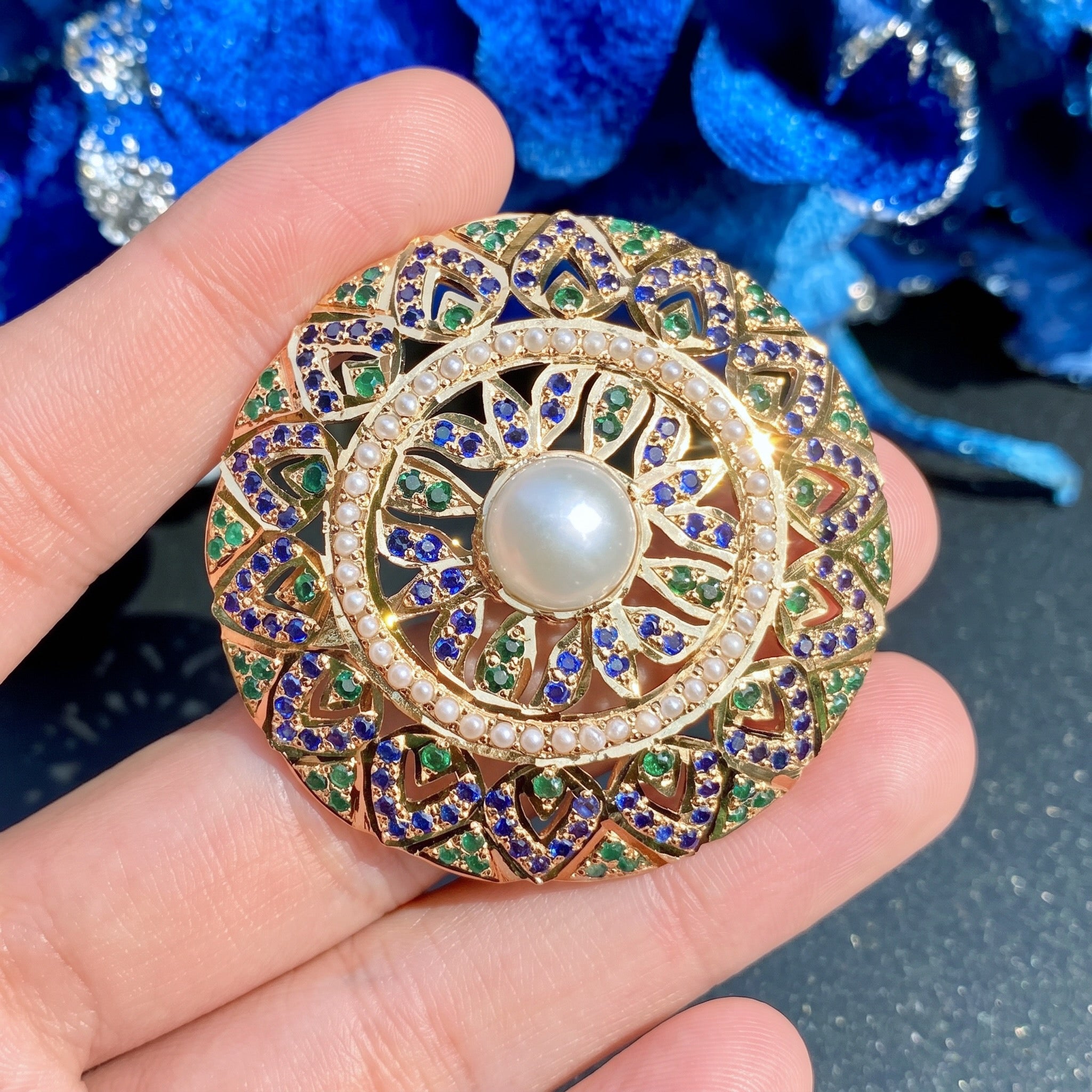 Gold Plated Silver Rings For Women | Statement Mughal Design Cocktail Ring LR 022