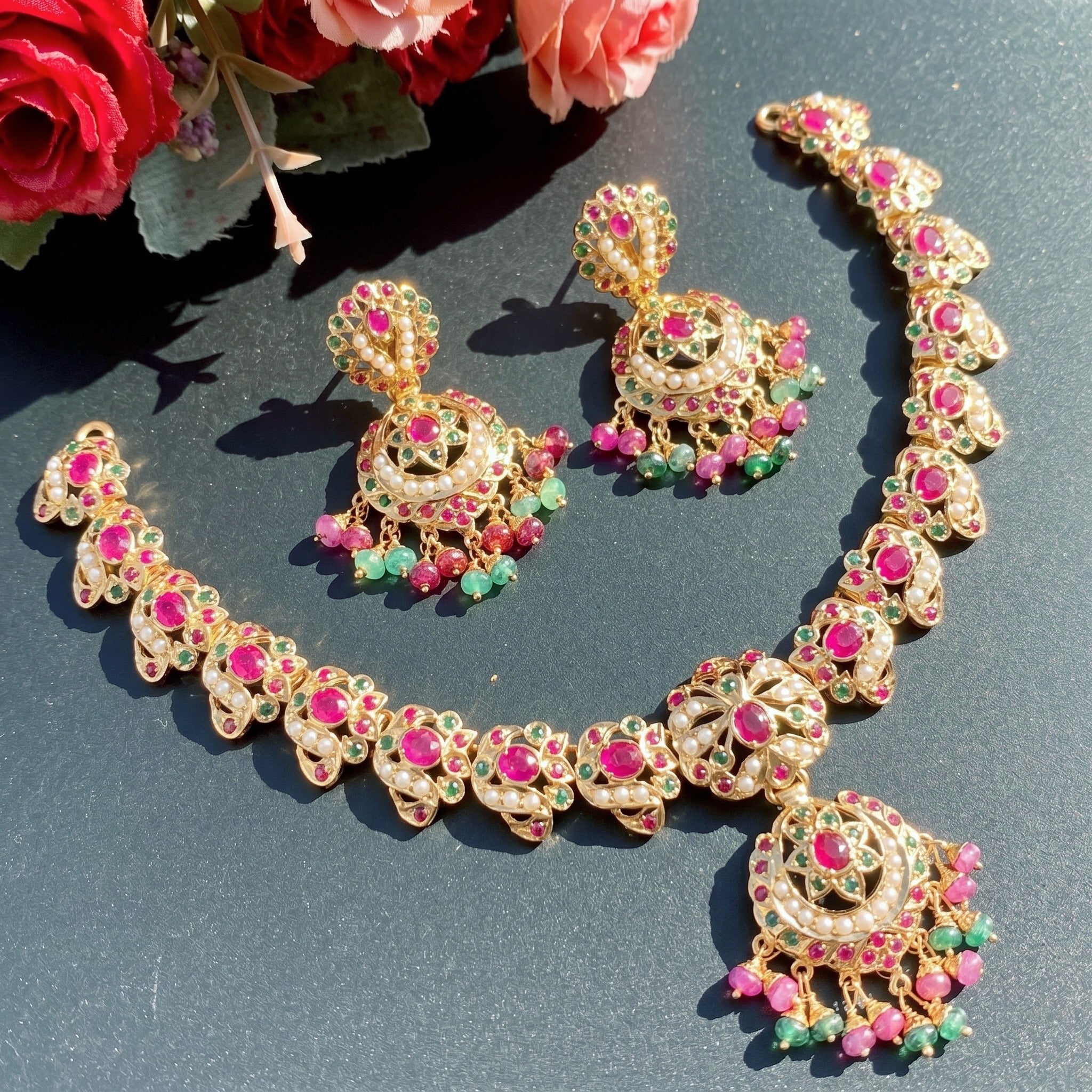 stone studded necklace