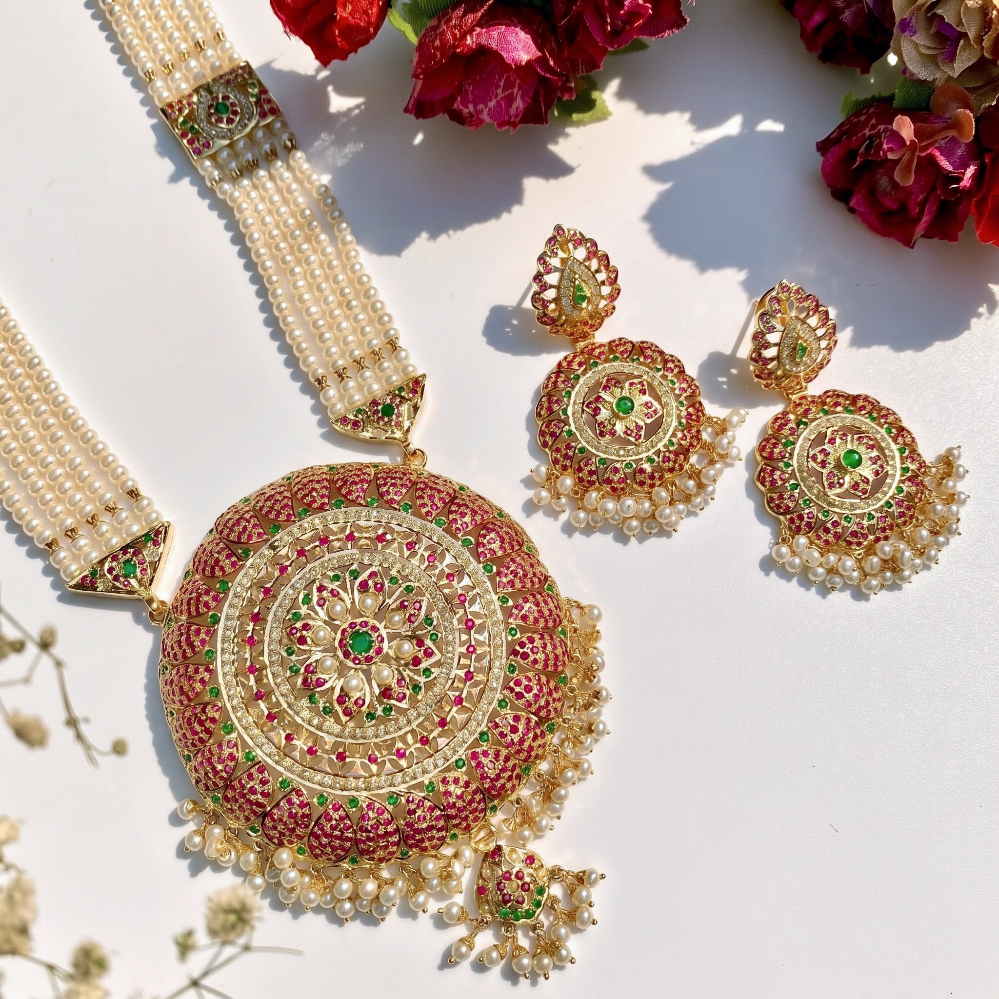 long rani haar set in gold plated silver