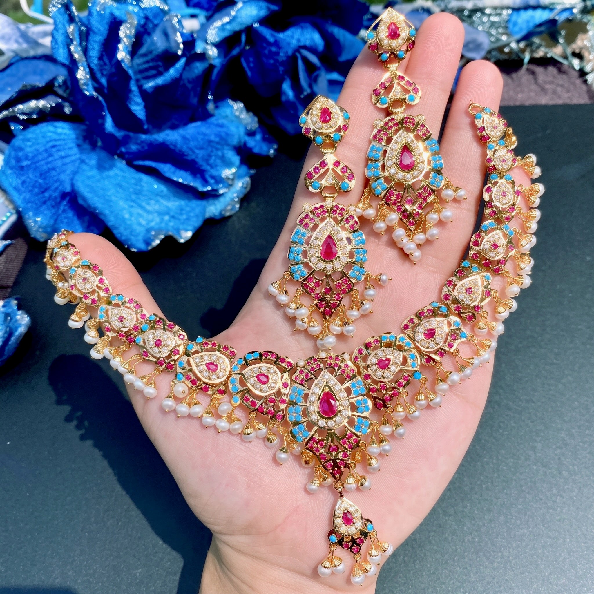 jadau necklace set firoza