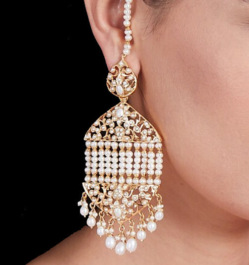 gold plated statement earrings all pearls