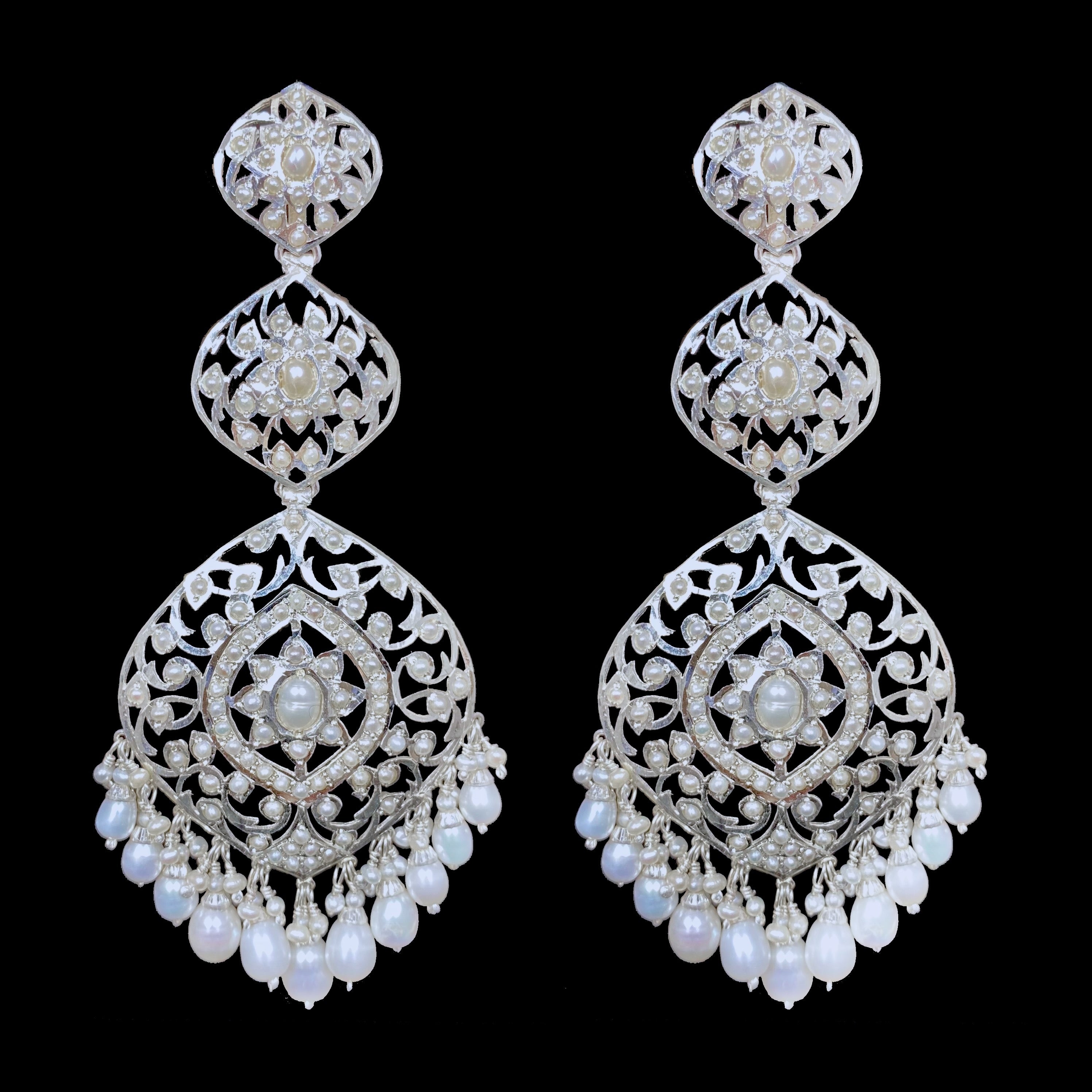 antique silver earrings with pearls