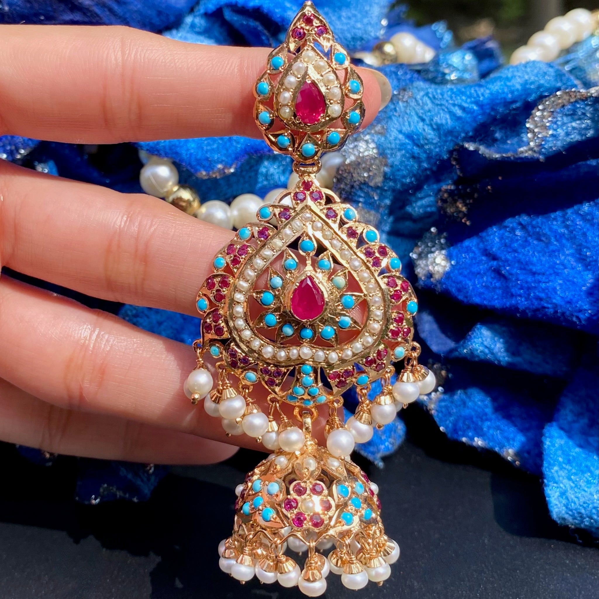 antique jadau jhumka earrings in silver