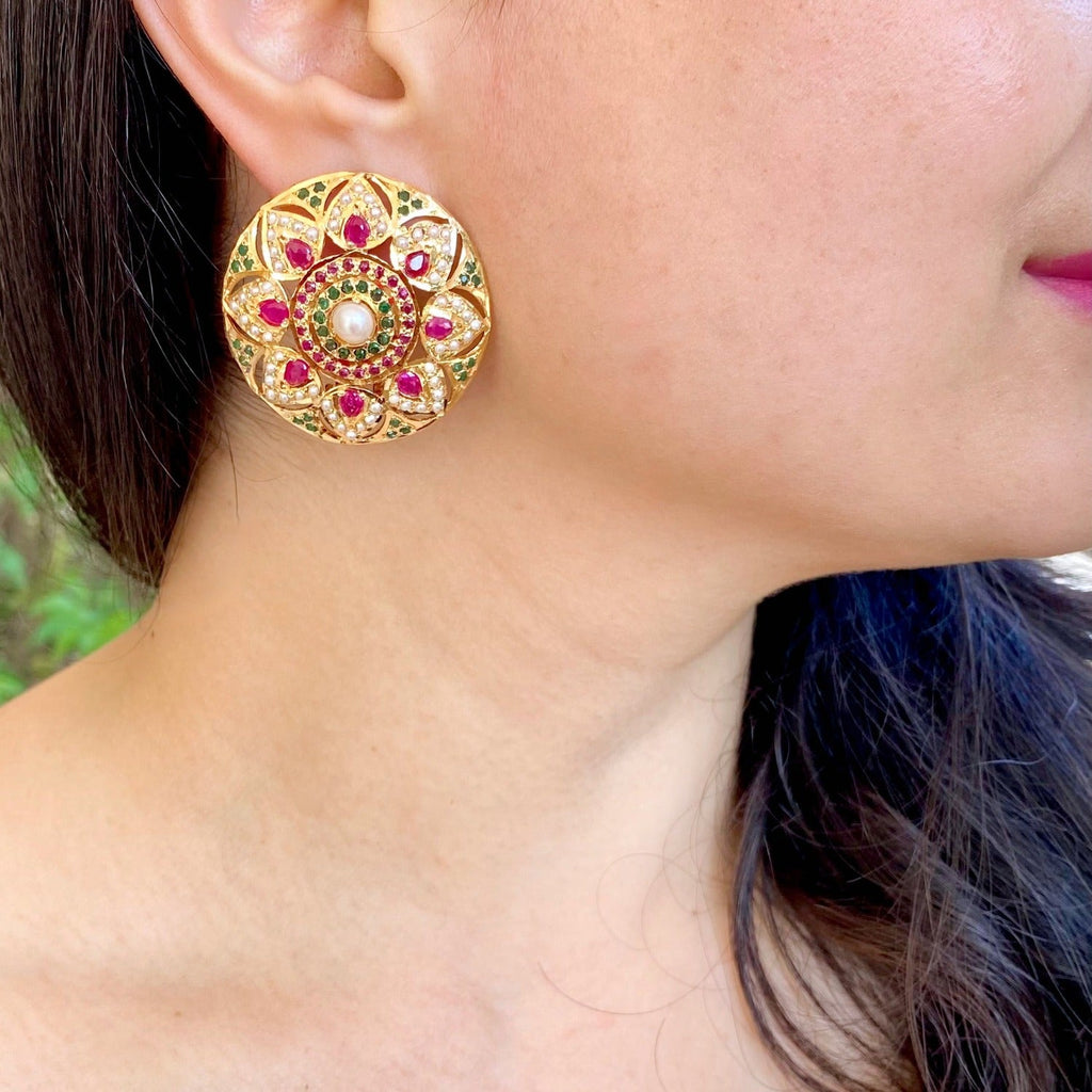 Big Round Gold Earrings Designs Round Shape Gold Earrings Tops For