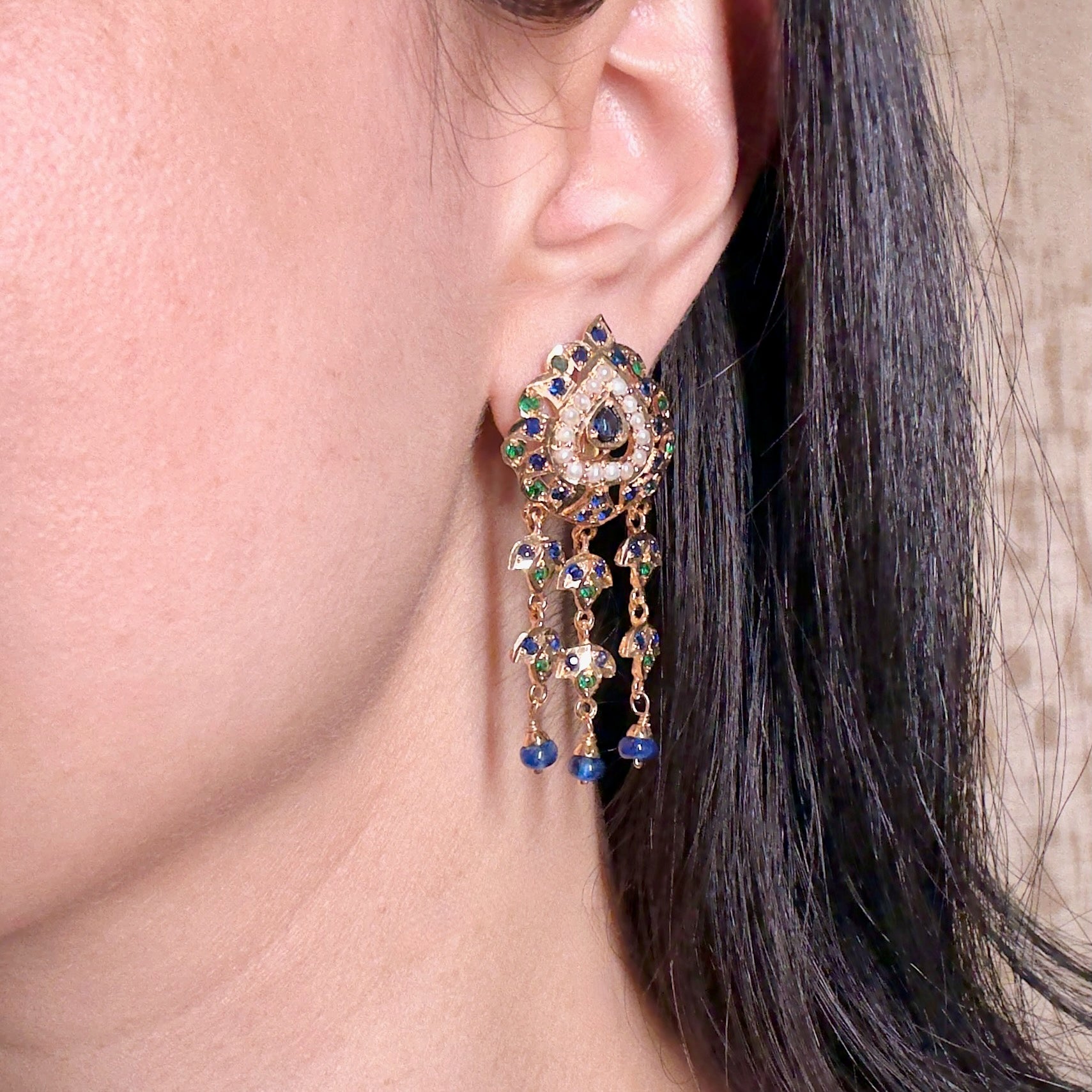 Tribal Earrings | Premium Jadau Craft on Silver Base | Gold Plated