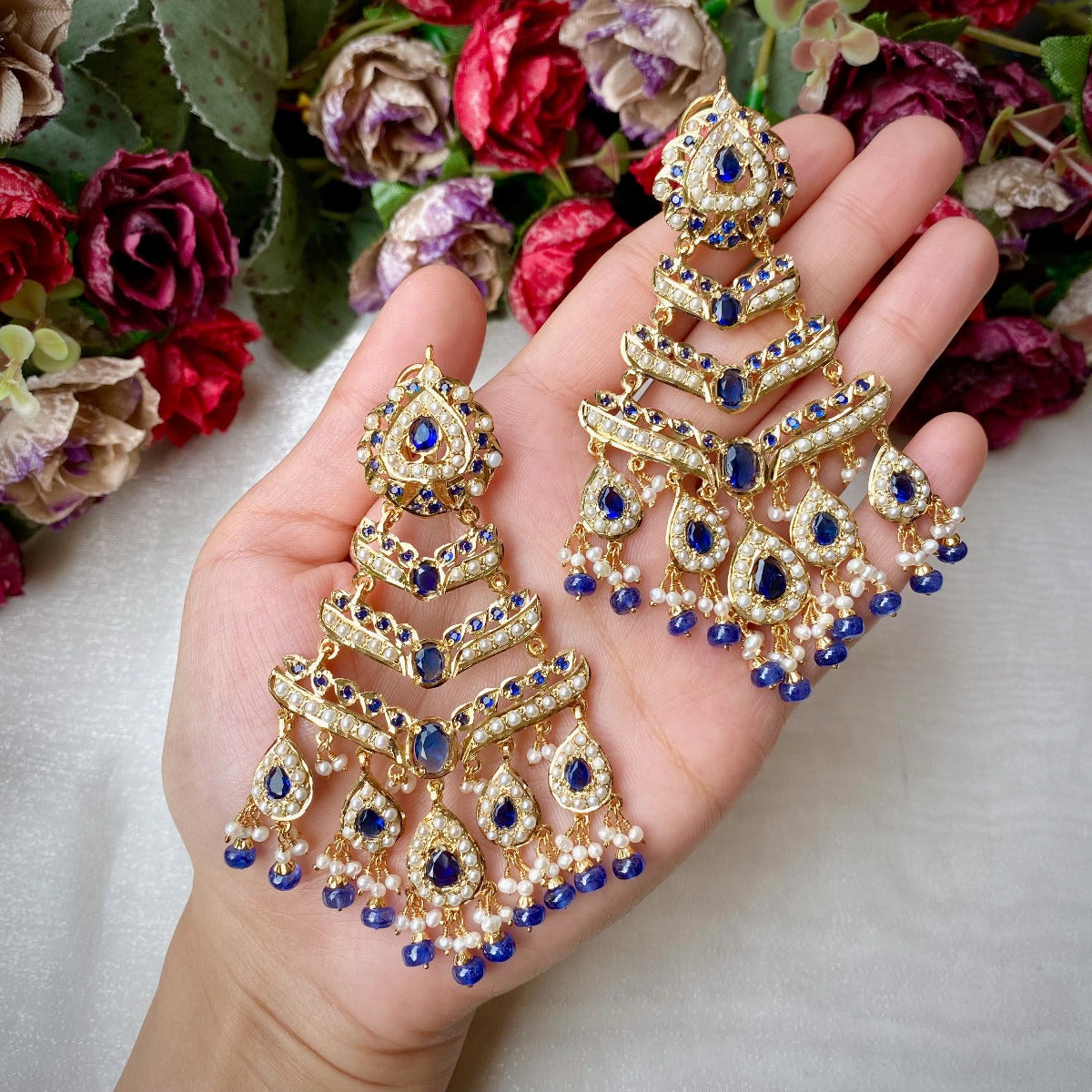 blue sapphire danglers