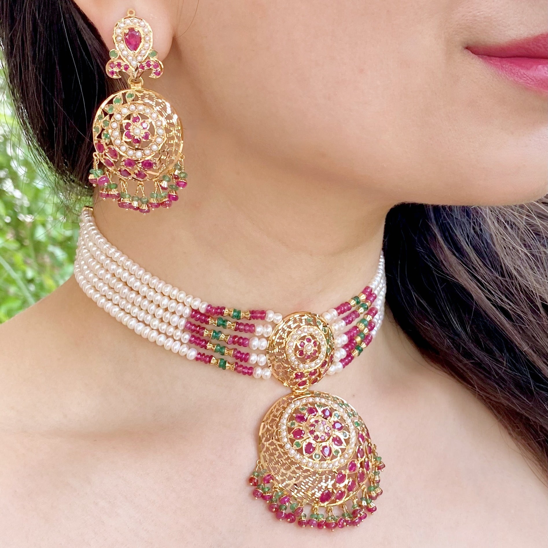 bridal gold choker set jadau