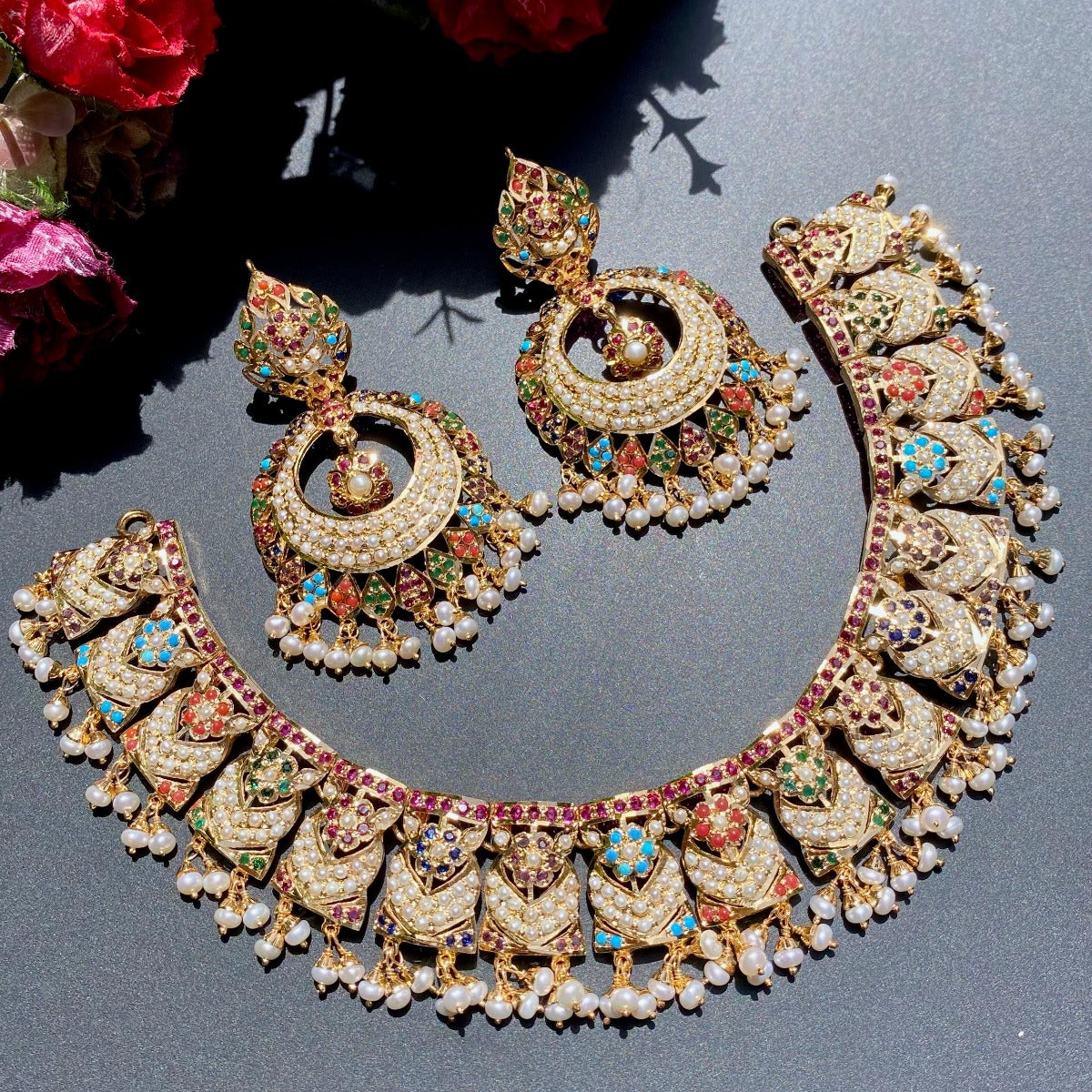 navratan set with chandbali
