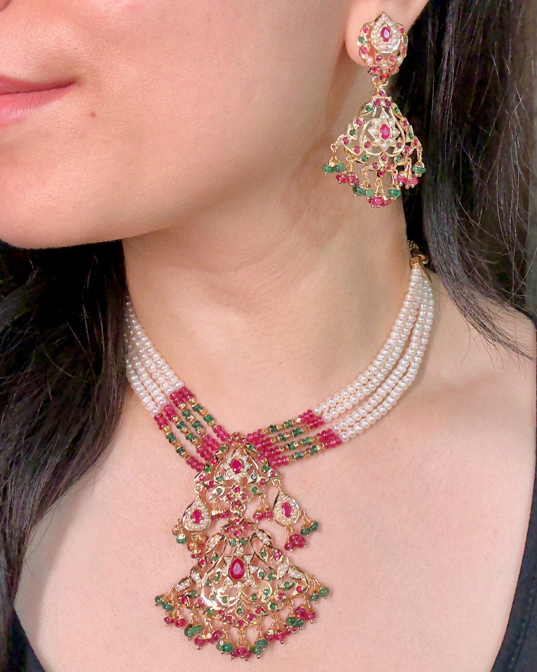 Fine Jadau Choker Set | Gold Plated on Silver | Custom Made Indian Jewelry Online