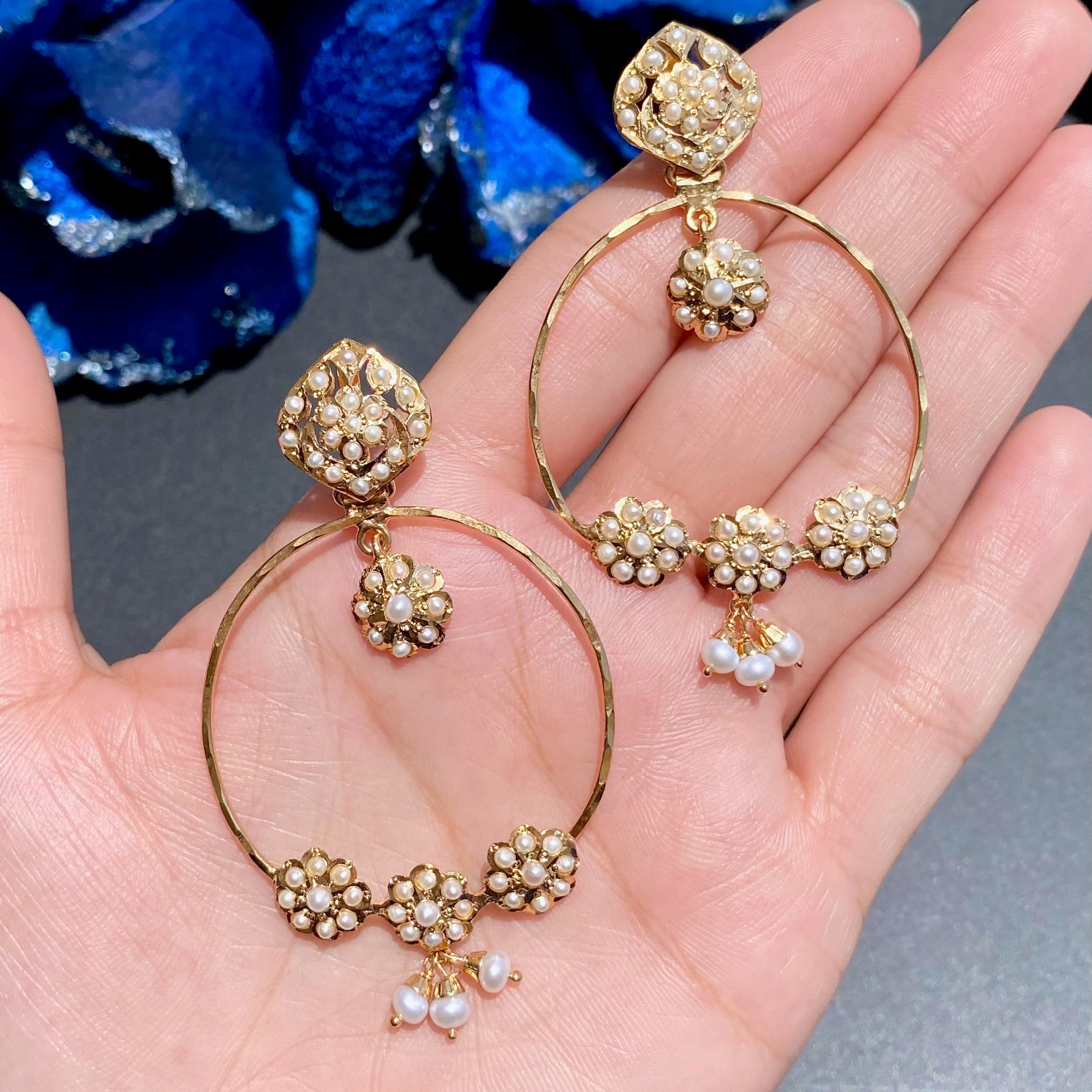 Dainty Pearl Chandbali Earrings | Gold Plated on Silver | For Girls