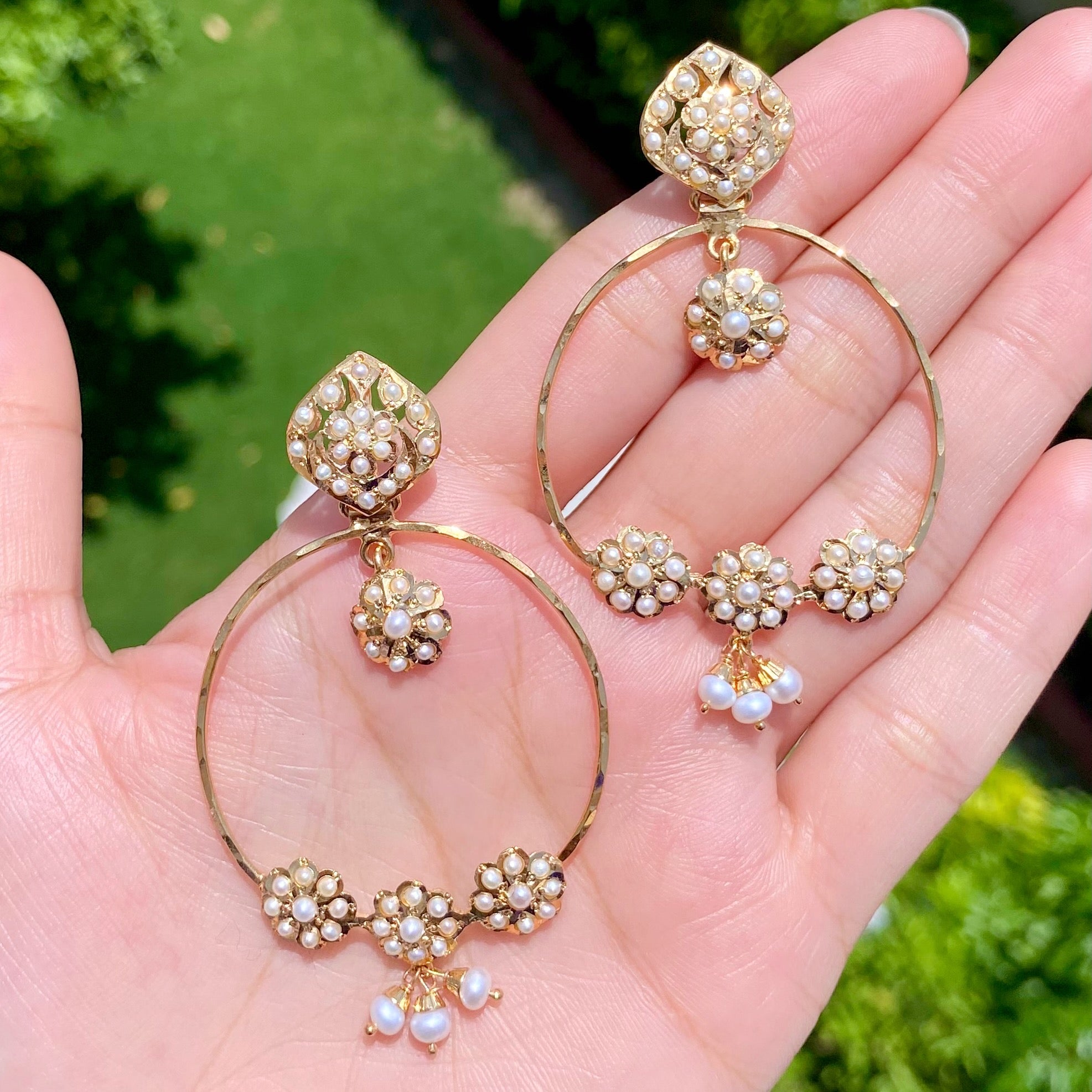Dainty Pearl Chandbali Earrings | Gold Plated on Silver | For Girls