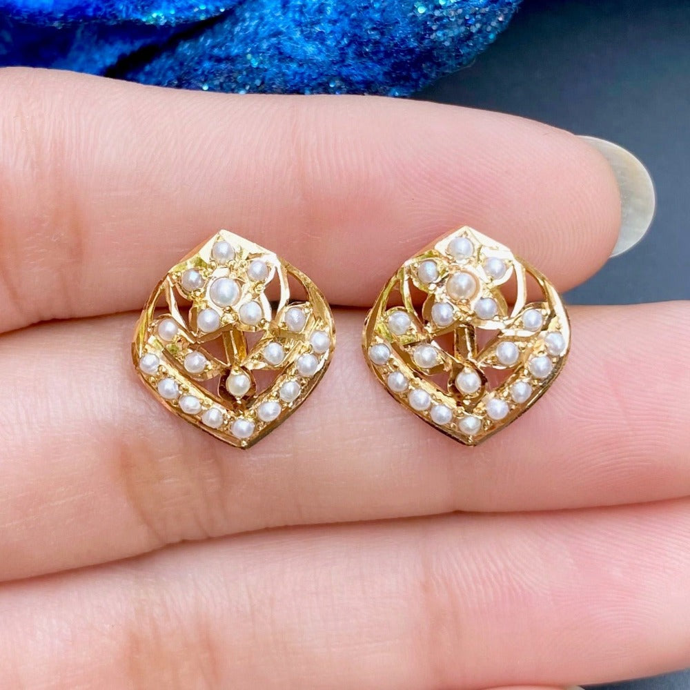 dainty gold tops with pearls