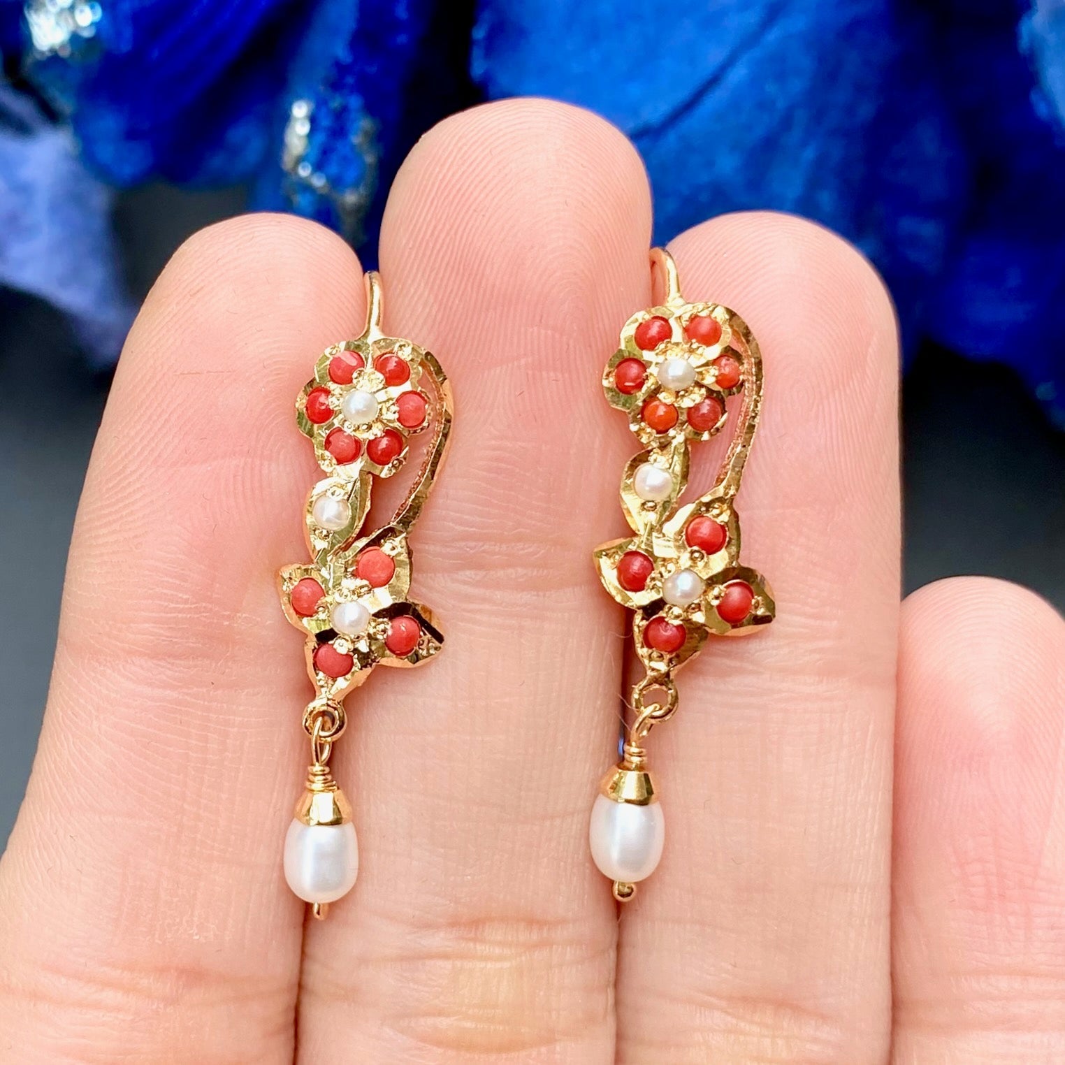 delicate coral earrings